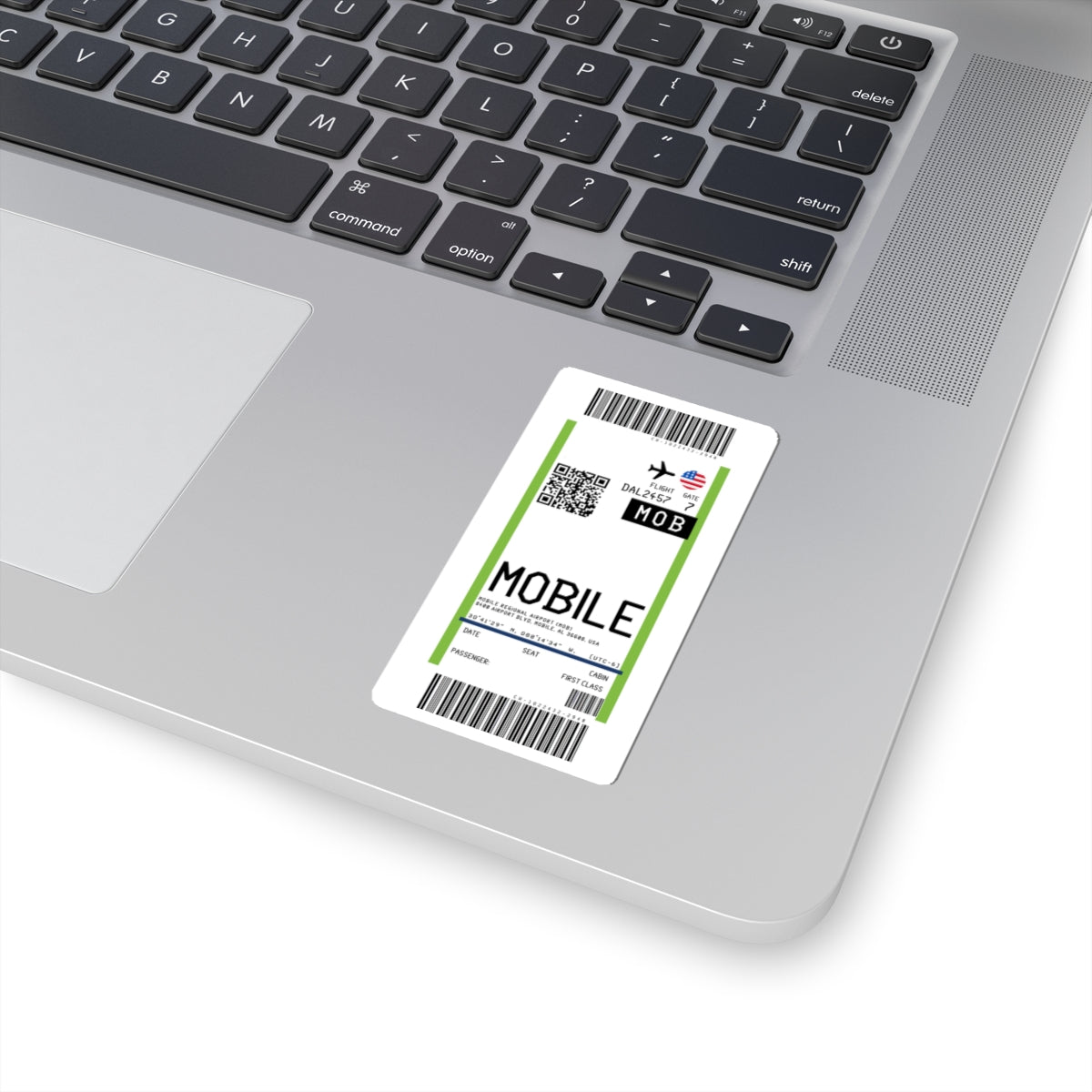 Mobile Regional Airport (MOB) Boarding Pass Sticker — Travel Luggage Decal