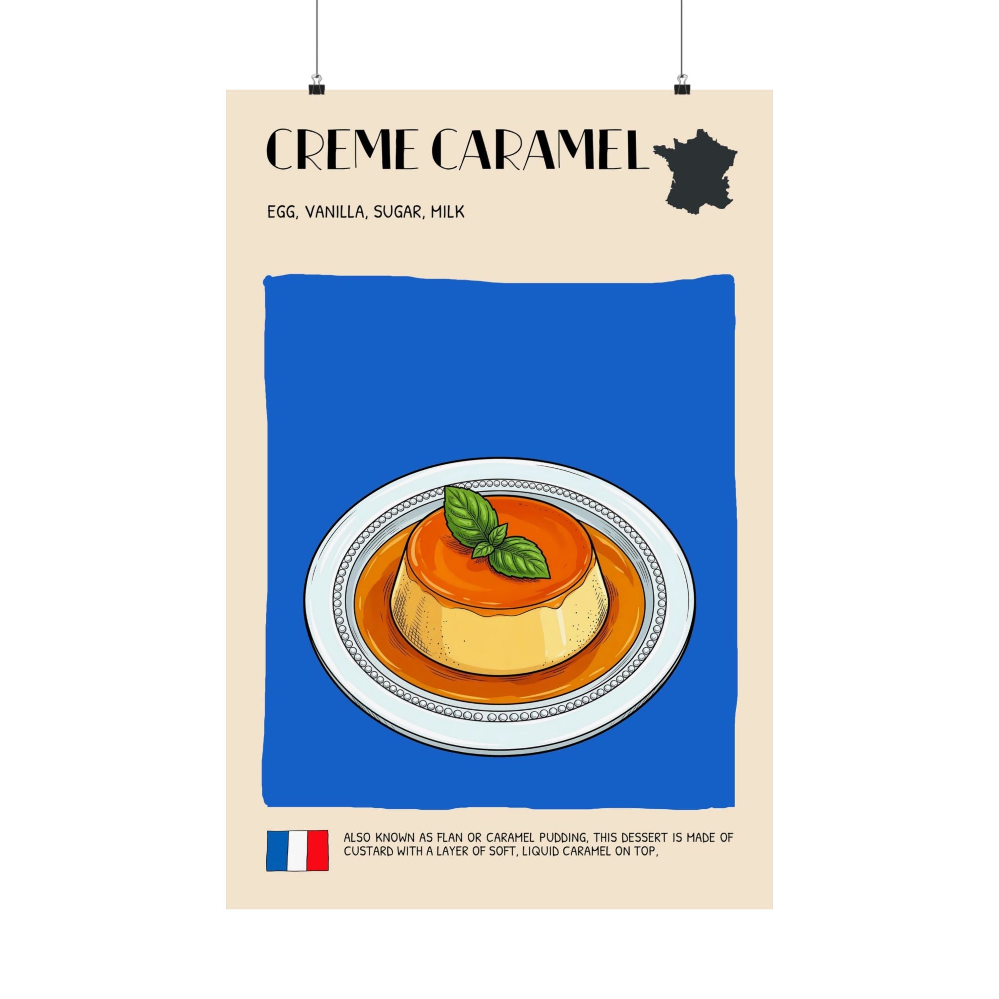 Creme Caramel Poster —  Kitchen Art Vertical Matte Print