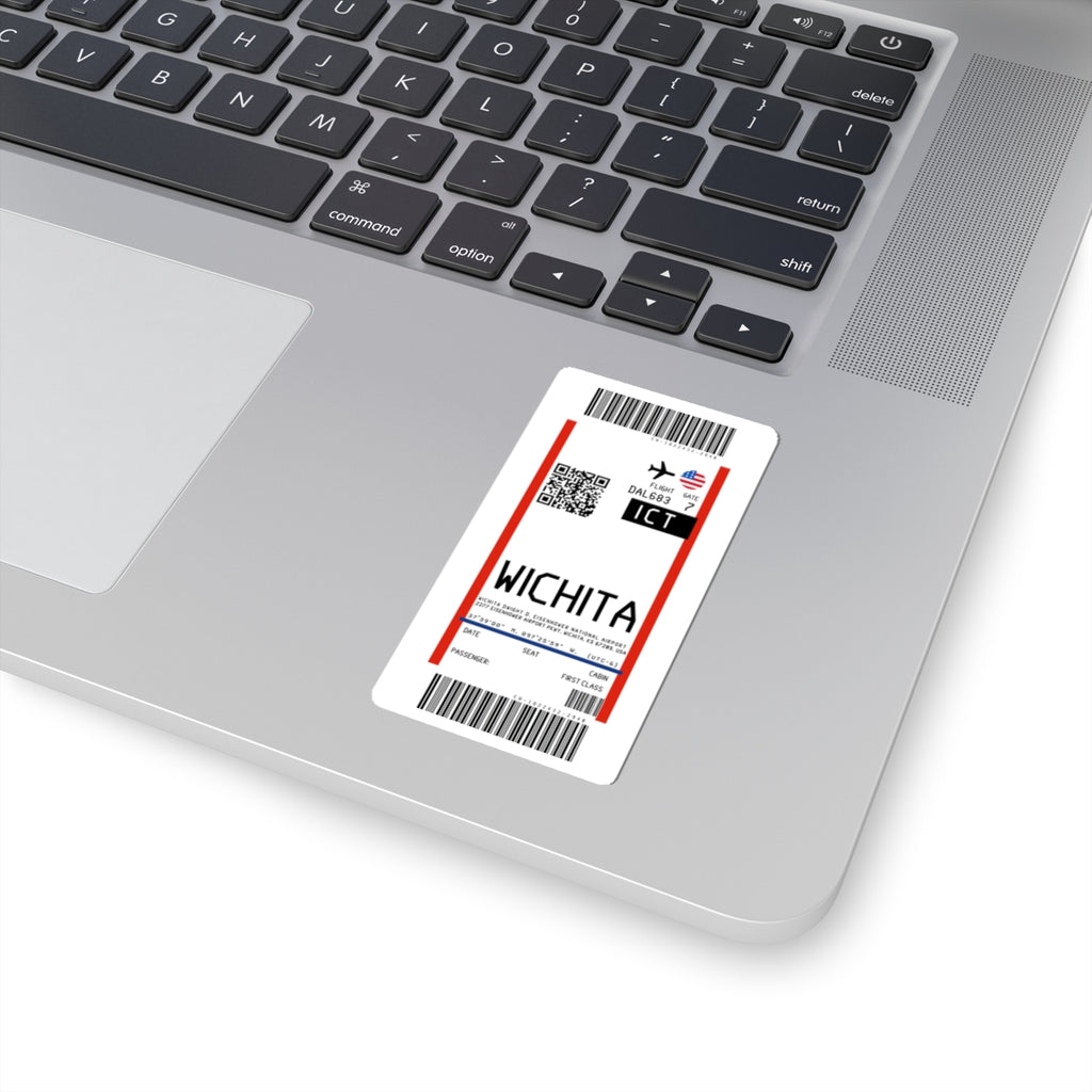 Wichita Dwight D. Eisenhower National Airport (ICT) Boarding Pass Sticker — Travel Luggage Decal