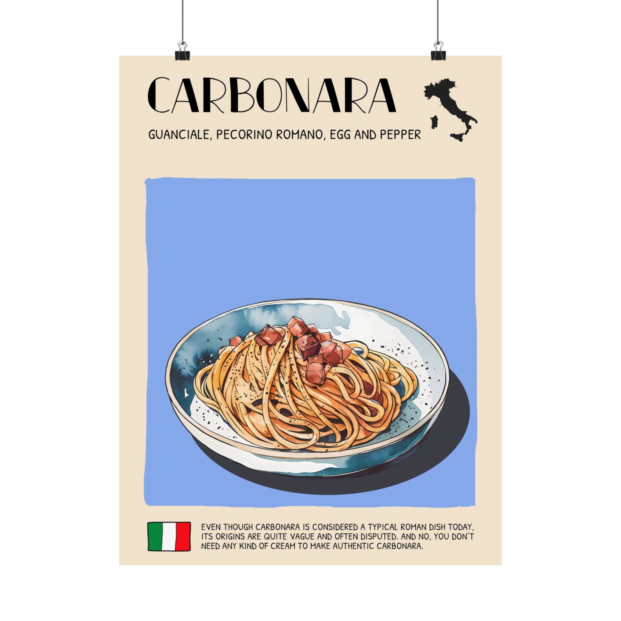Carbonara Poster —  Kitchen Art Vertical Matte Print