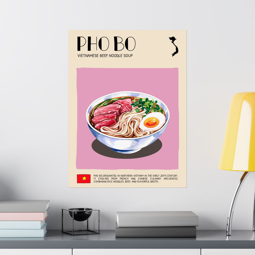 Pho Bo Poster — Matte Vietnamese Street Food Kitchen Art