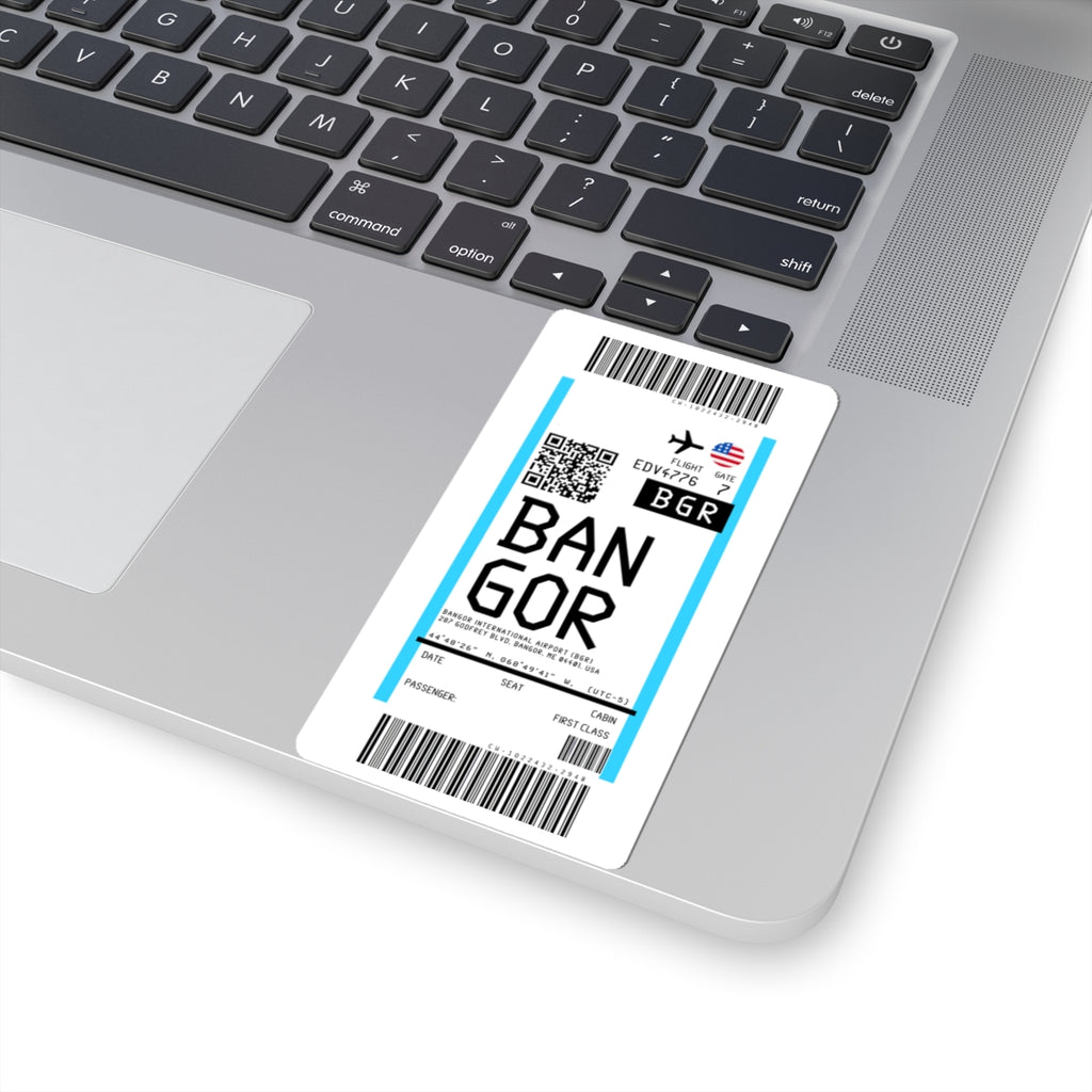 Bangor International Airport (BGR) Boarding Pass Sticker — Travel Luggage Decal