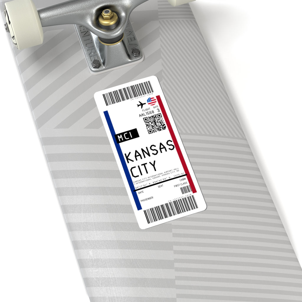 Kansas City International Airport (MCI) Boarding Pass Sticker — Travel Luggage Decal