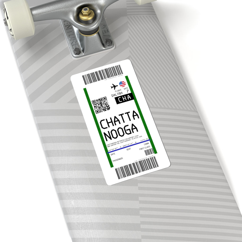 Chattanooga Metropolitan Airport (CHA) Boarding Pass Sticker — Travel Luggage Decal