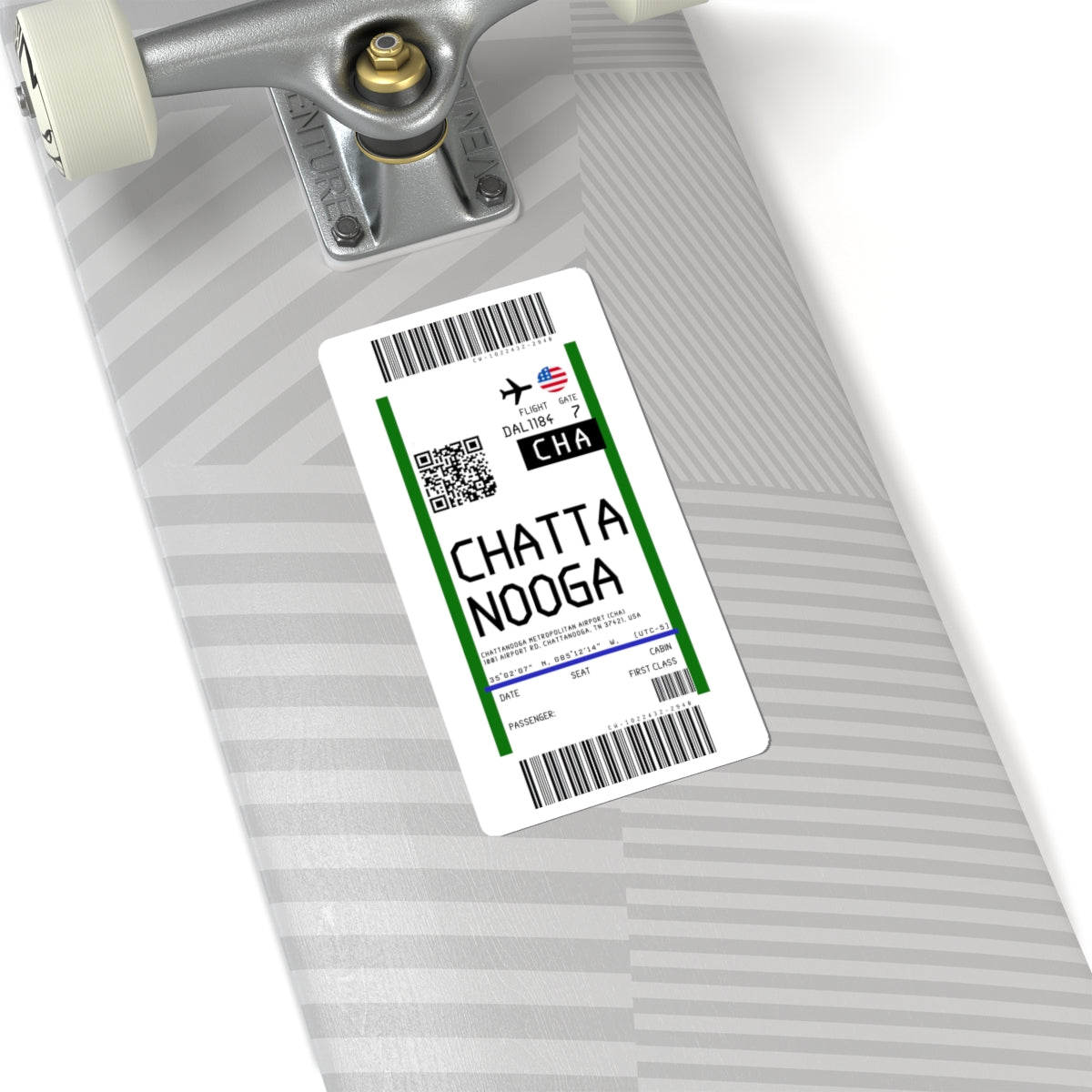 Chattanooga Metropolitan Airport (CHA) Boarding Pass Sticker — Travel Luggage Decal
