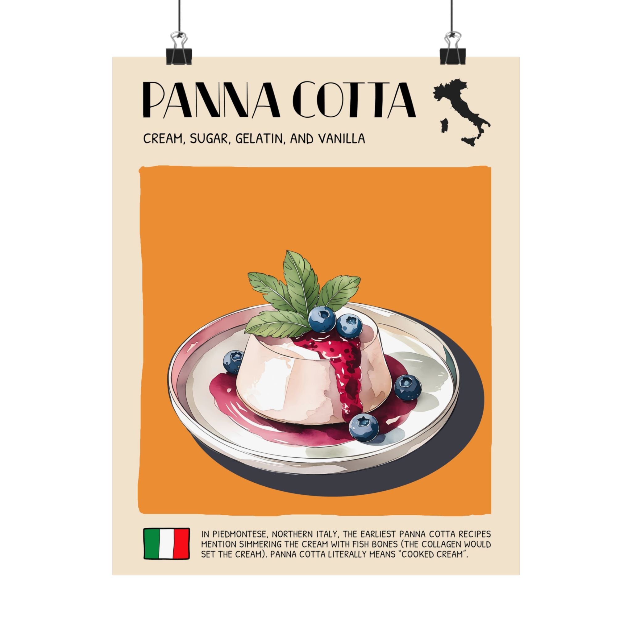 Panna Cotta Poster —  Kitchen Art Vertical Matte Print