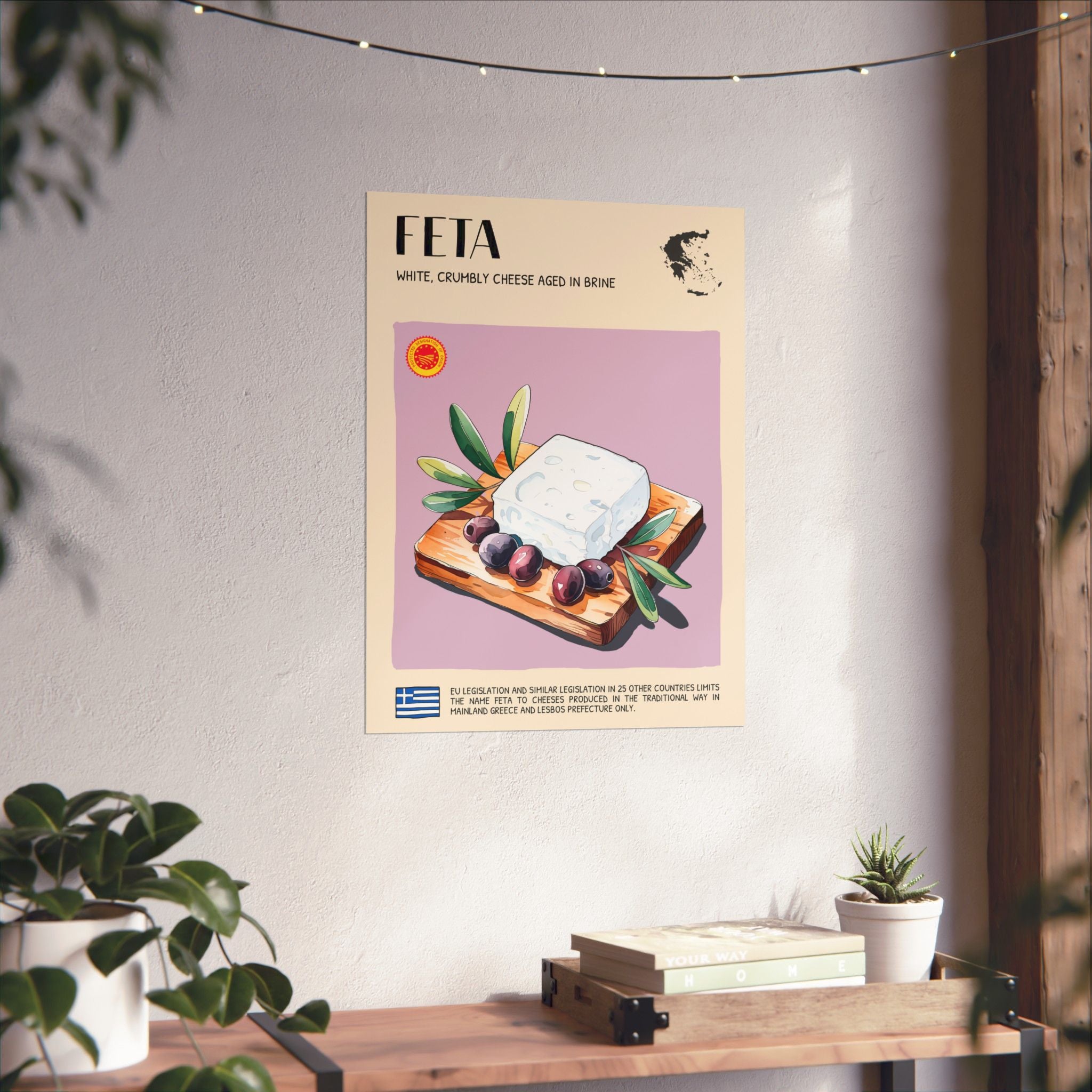 Feta Cheese Poster — Kitchen Art Vertical Matte Print