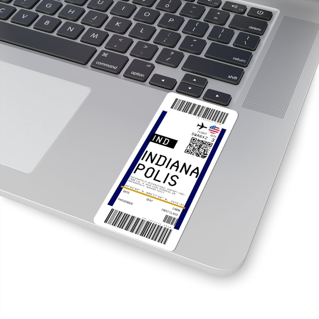 Indianapolis International Airport (IND) Boarding Pass Sticker — Travel Luggage Decal