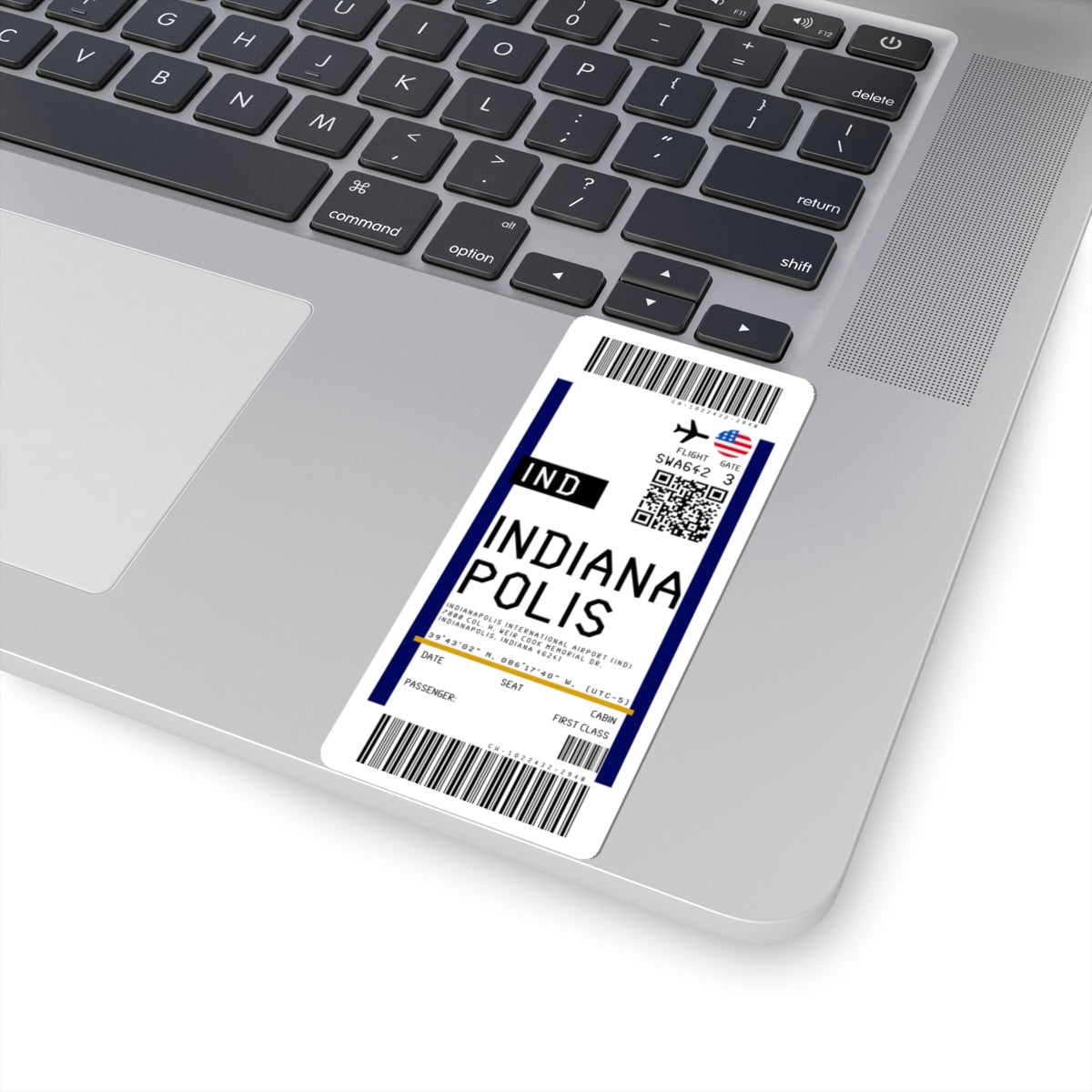 Indianapolis International Airport (IND) Boarding Pass Sticker — Travel Luggage Decal