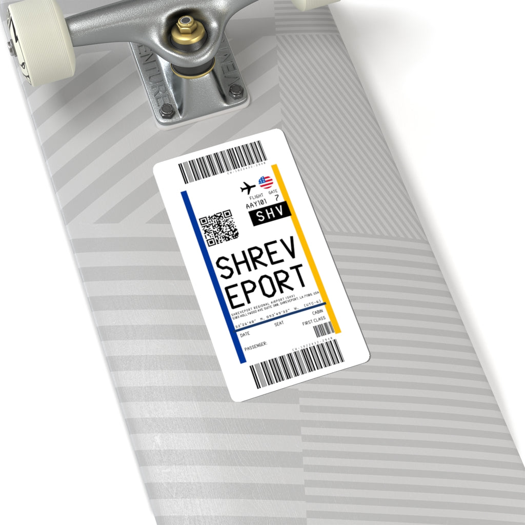 Shreveport Regional Airport (SHV) Boarding Pass Sticker — Travel Luggage Decal