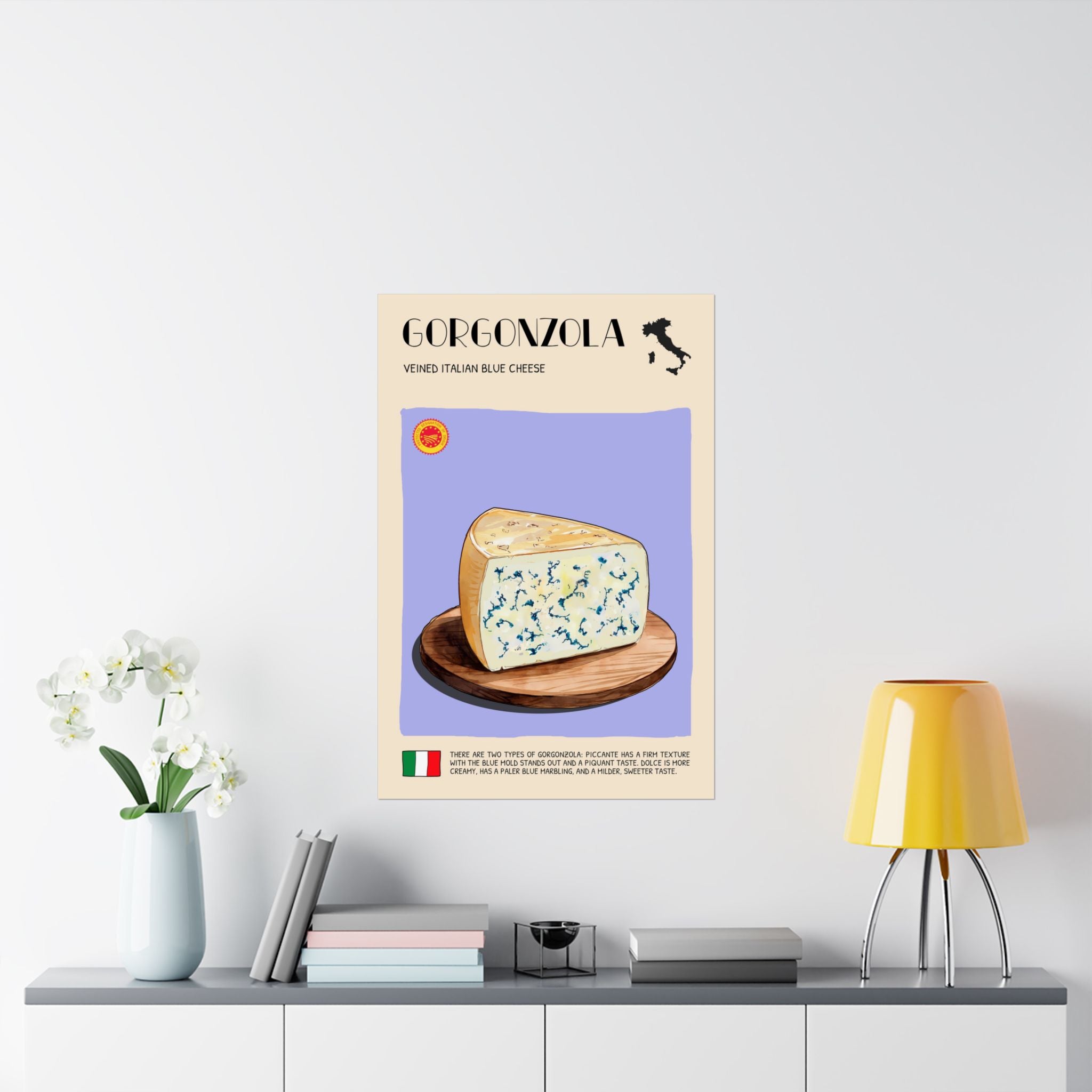 Gorgonzola Cheese Poster — Kitchen Art Vertical Matte Print
