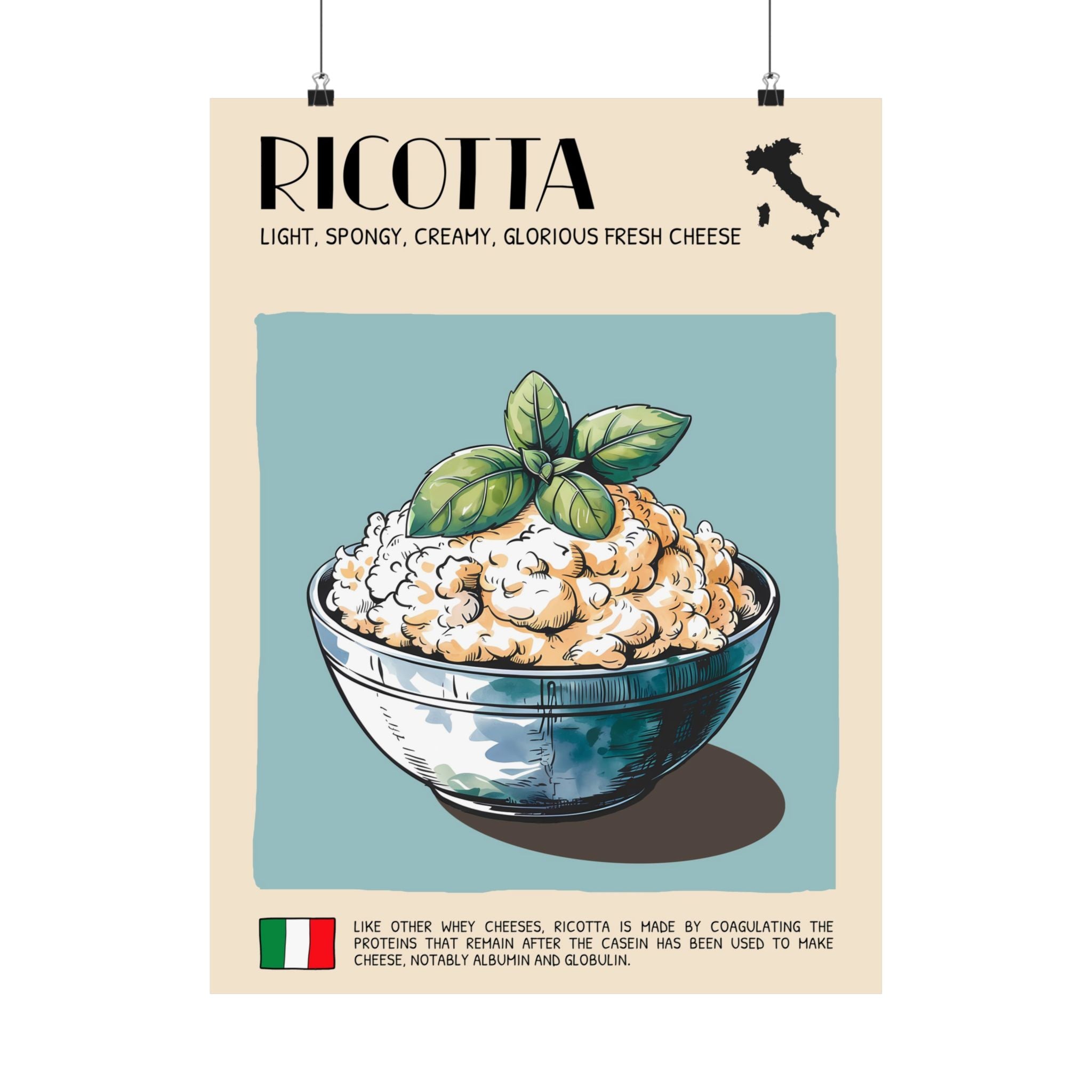 Ricotta Cheese Poster — Kitchen Art Vertical Matte Print