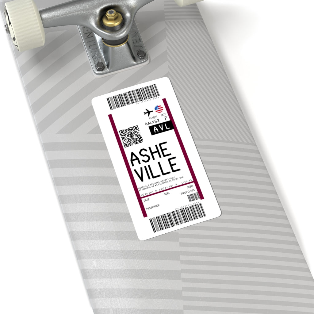 Asheville Regional Airport (AVL) Boarding Pass Sticker — Travel Luggage Decal