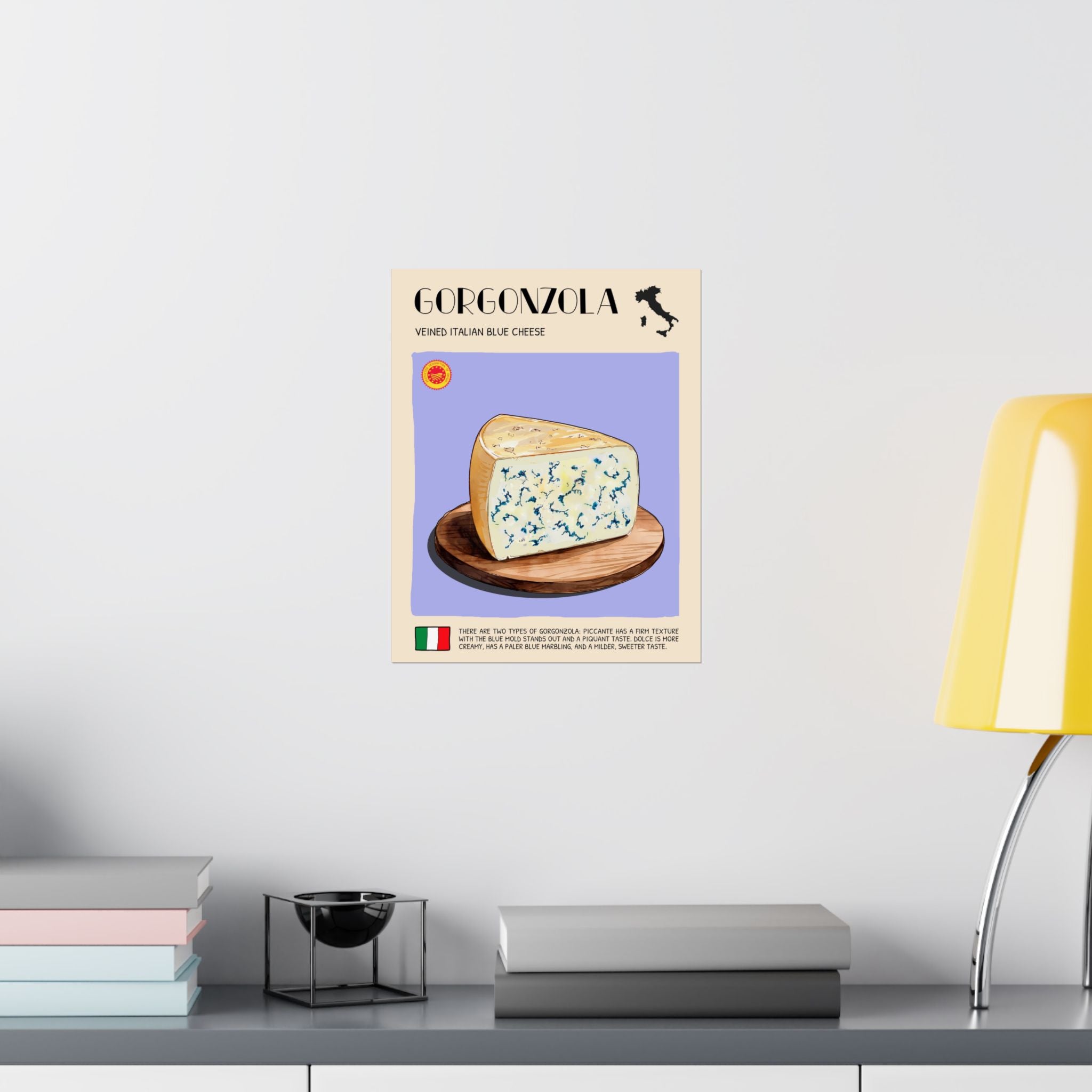 Gorgonzola Cheese Poster — Kitchen Art Vertical Matte Print