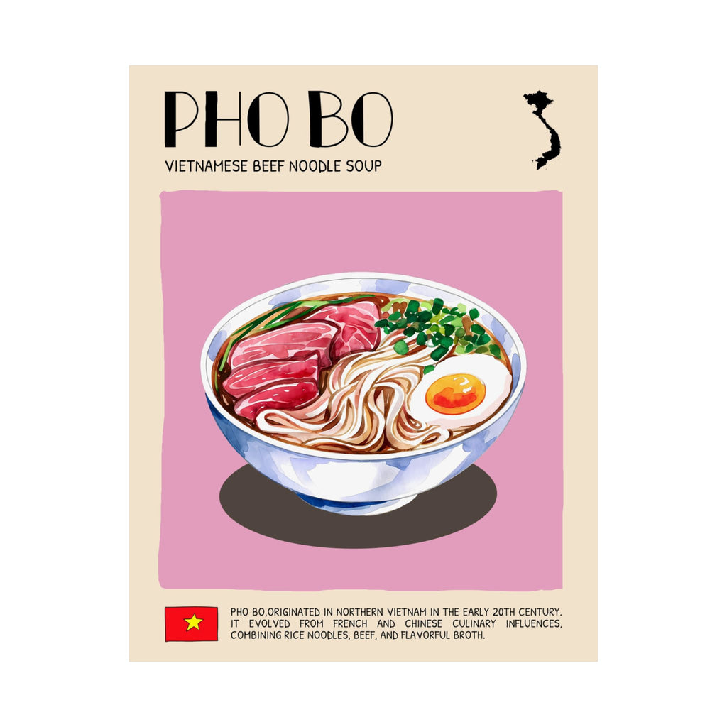 Pho Bo Poster — Matte Vietnamese Street Food Kitchen Art