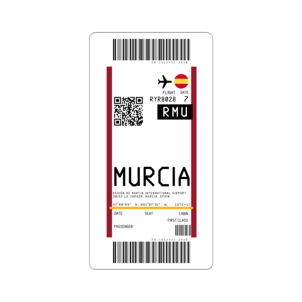 Región de Murcia International Airport (RMU) Boarding Pass Sticker — Travel Luggage Decal