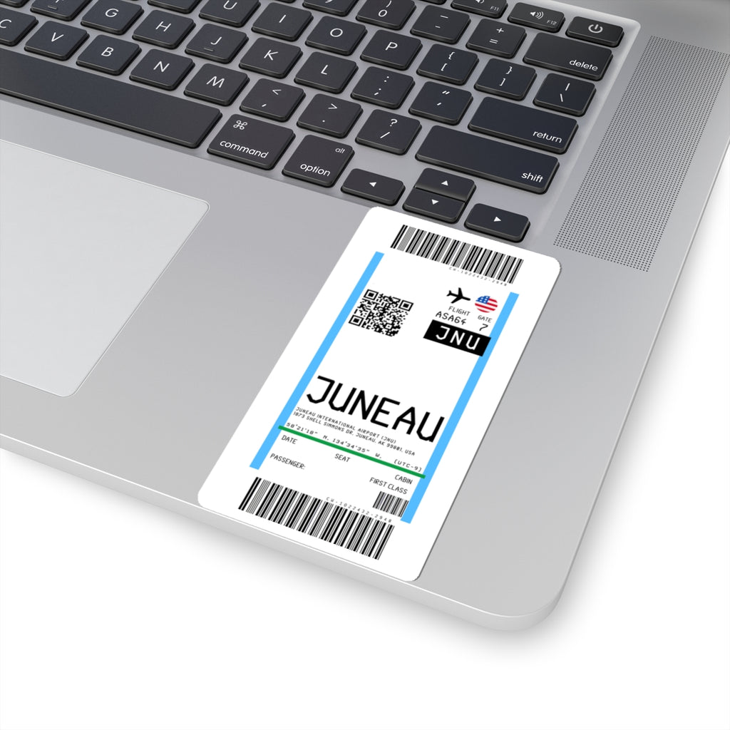 Juneau International Airport (JNU) Boarding Pass Sticker — Travel Luggage Decal