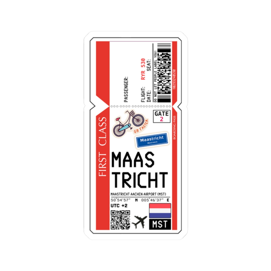 Maastricht Aachen Airport (MST) Boarding Pass Sticker — Travel Luggage Decal
