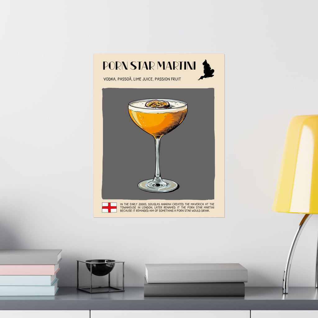 Pornstar Martini Poster — Cocktail Recipe Matte Vertical Art Print