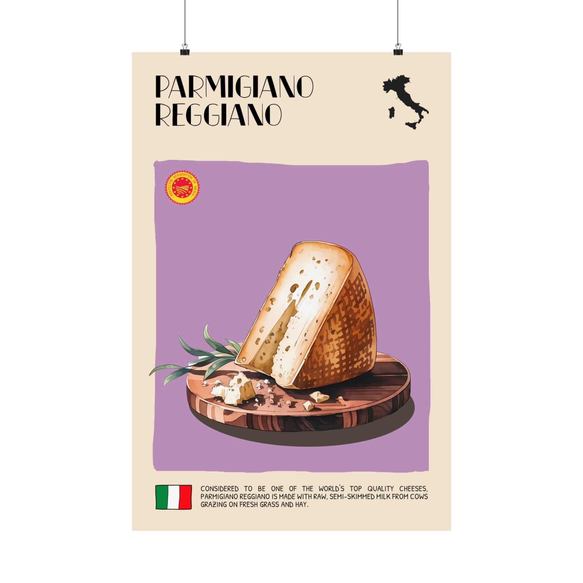 Parmigiano Reggiano Cheese Poster — Kitchen Art Vertical Matte Print