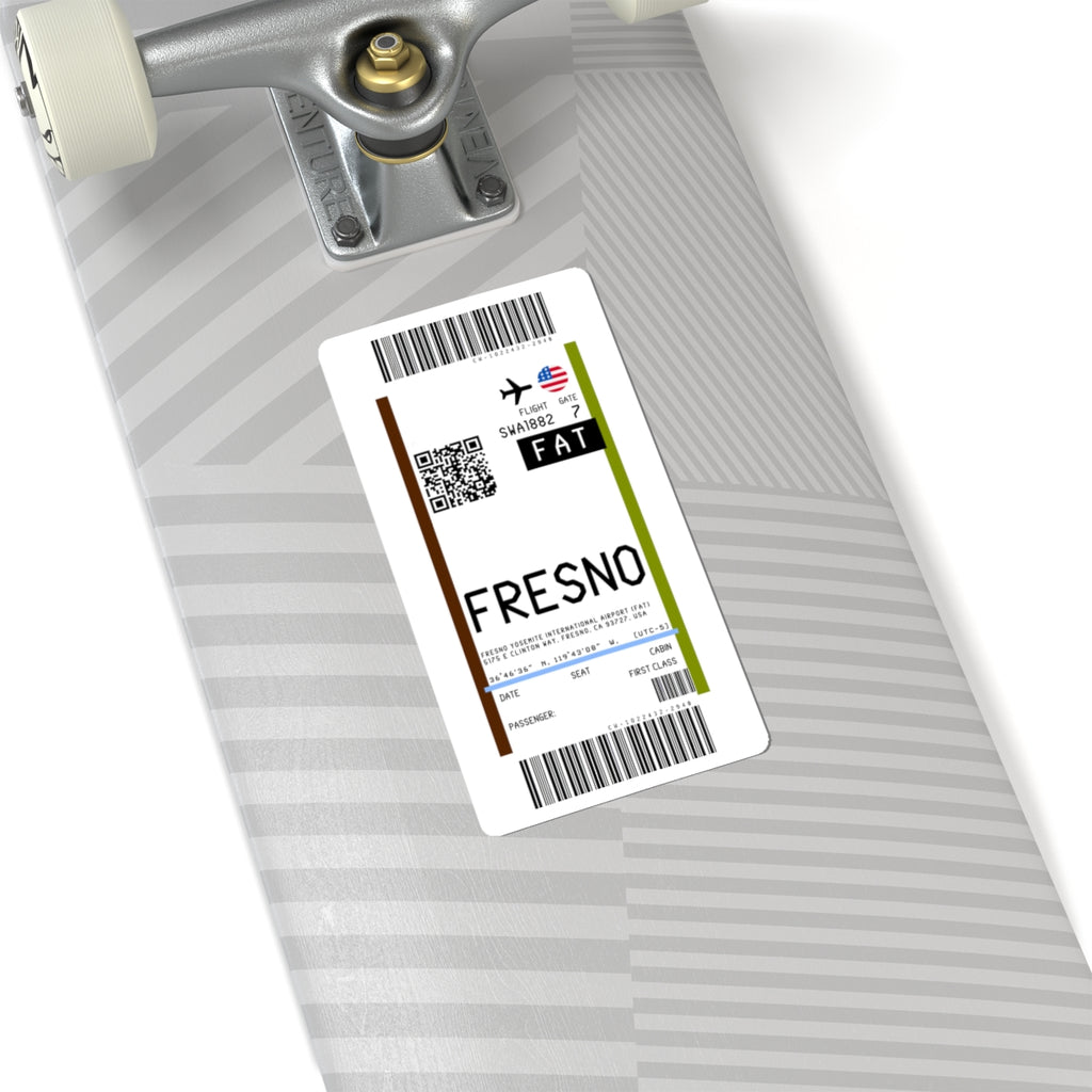 Fresno Yosemite International Airport (FAT) Boarding Pass Sticker — Travel Luggage Decal