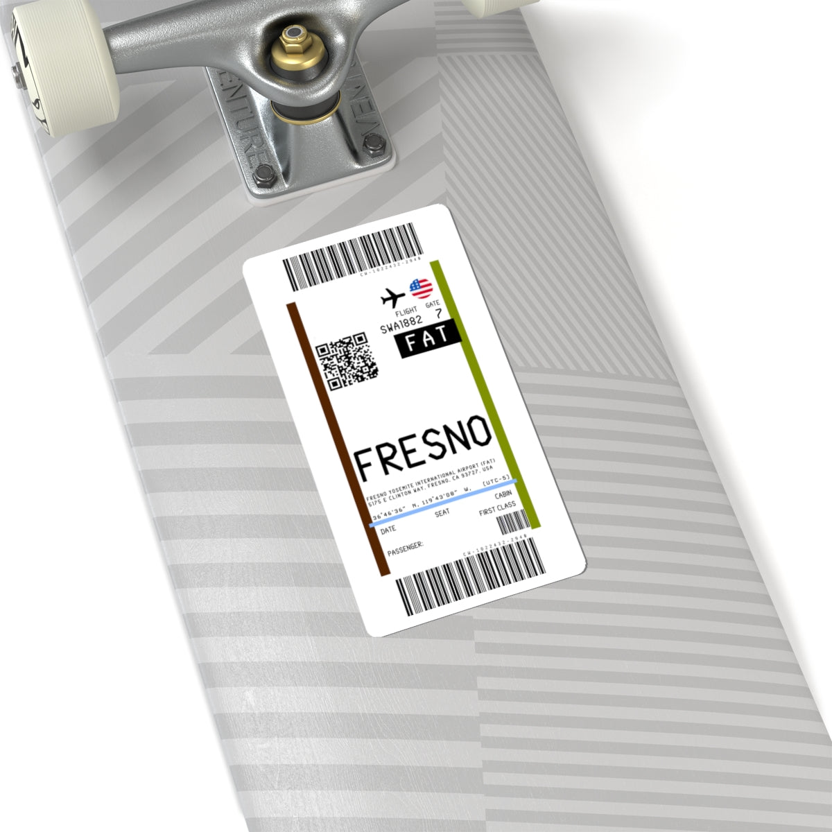 Fresno Yosemite International Airport (FAT) Boarding Pass Sticker — Travel Luggage Decal