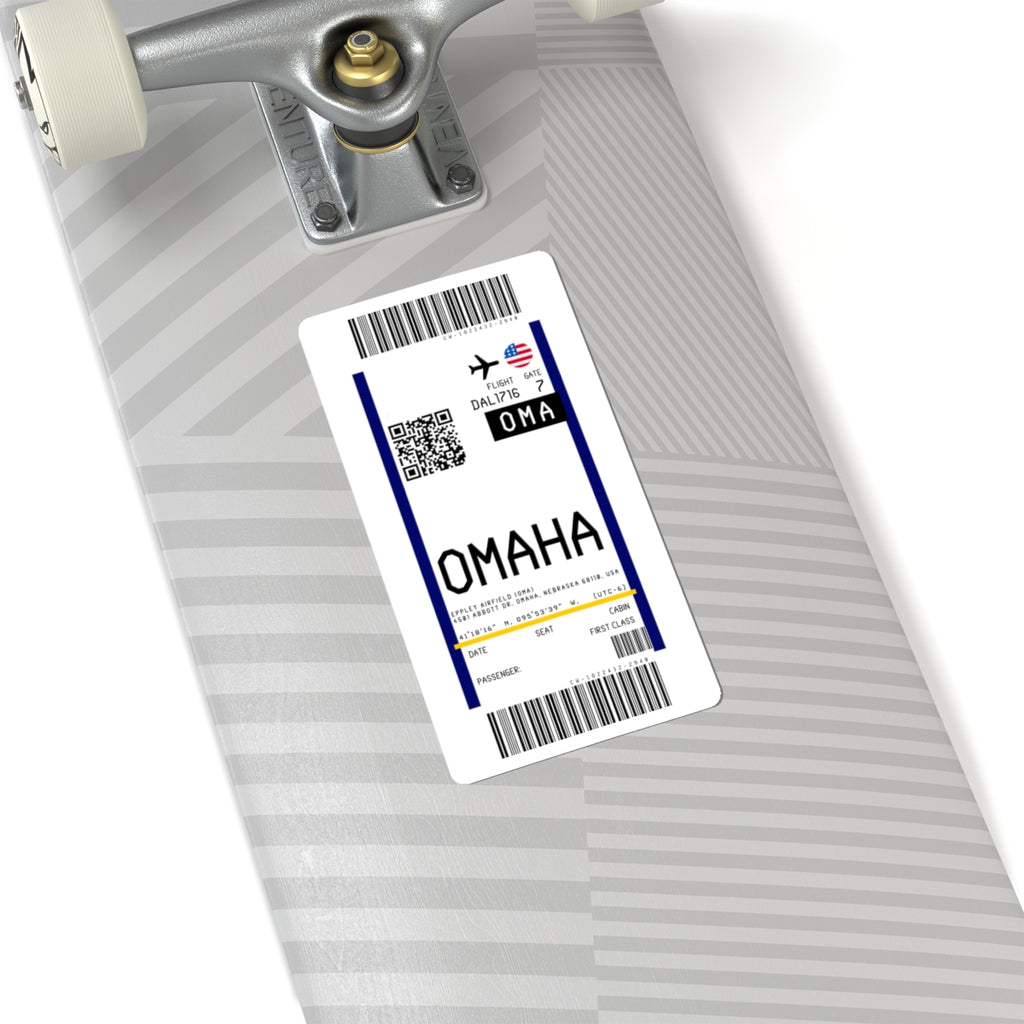 Omaha Eppley Airfield (OMA) Boarding Pass Sticker — Travel Luggage Decal