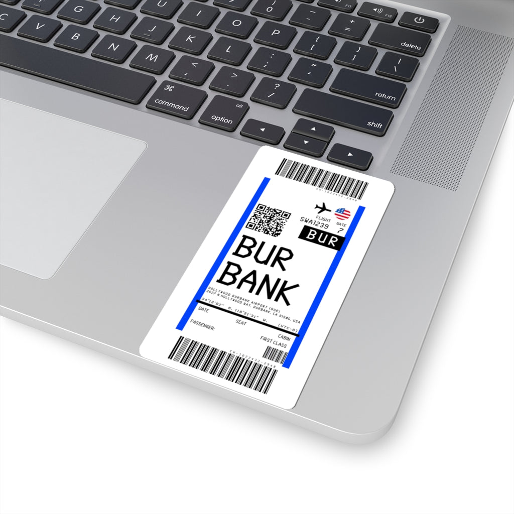 Hollywood Burbank Airport (BUR) Boarding Pass Sticker — Travel Luggage Decal