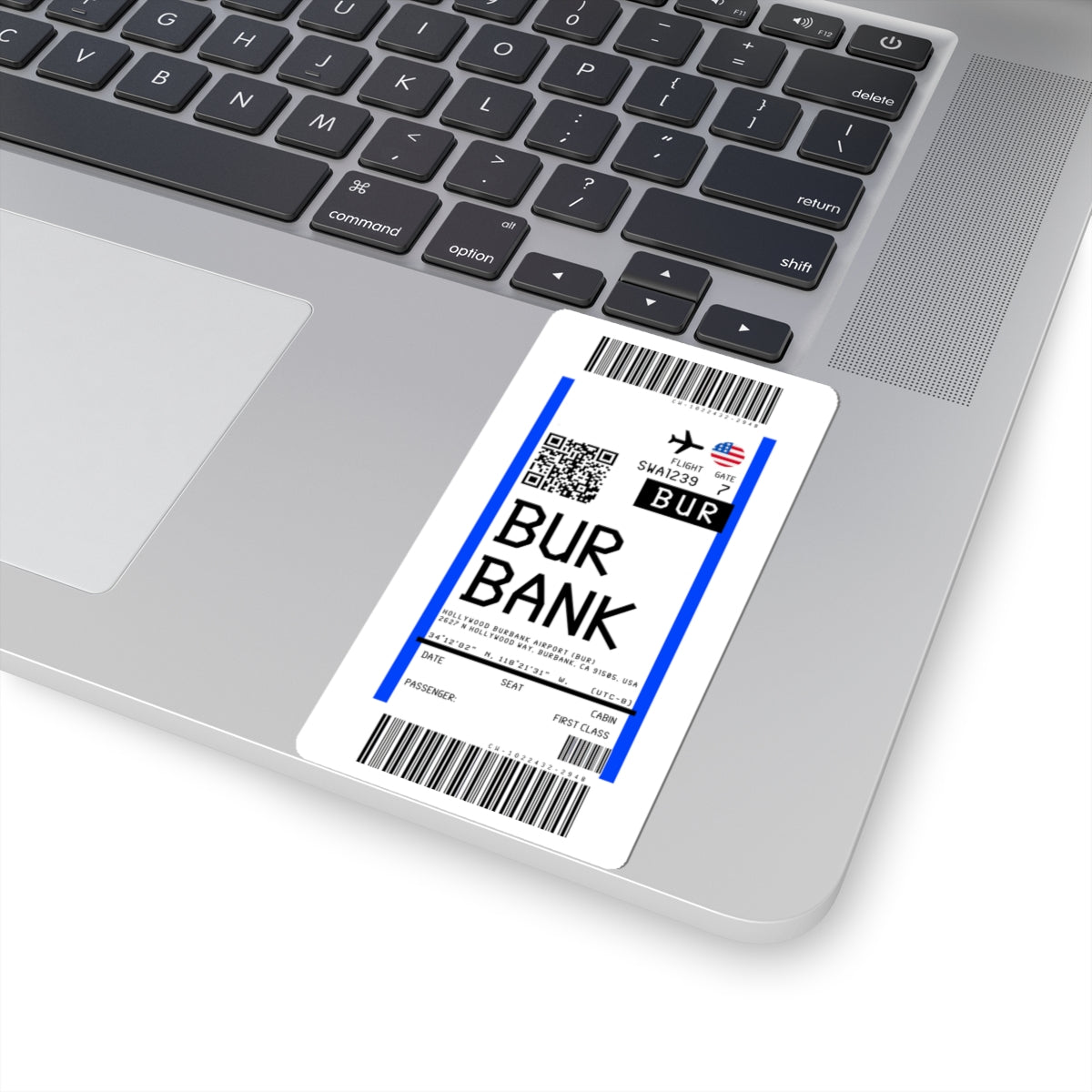Hollywood Burbank Airport (BUR) Boarding Pass Sticker — Travel Luggage Decal