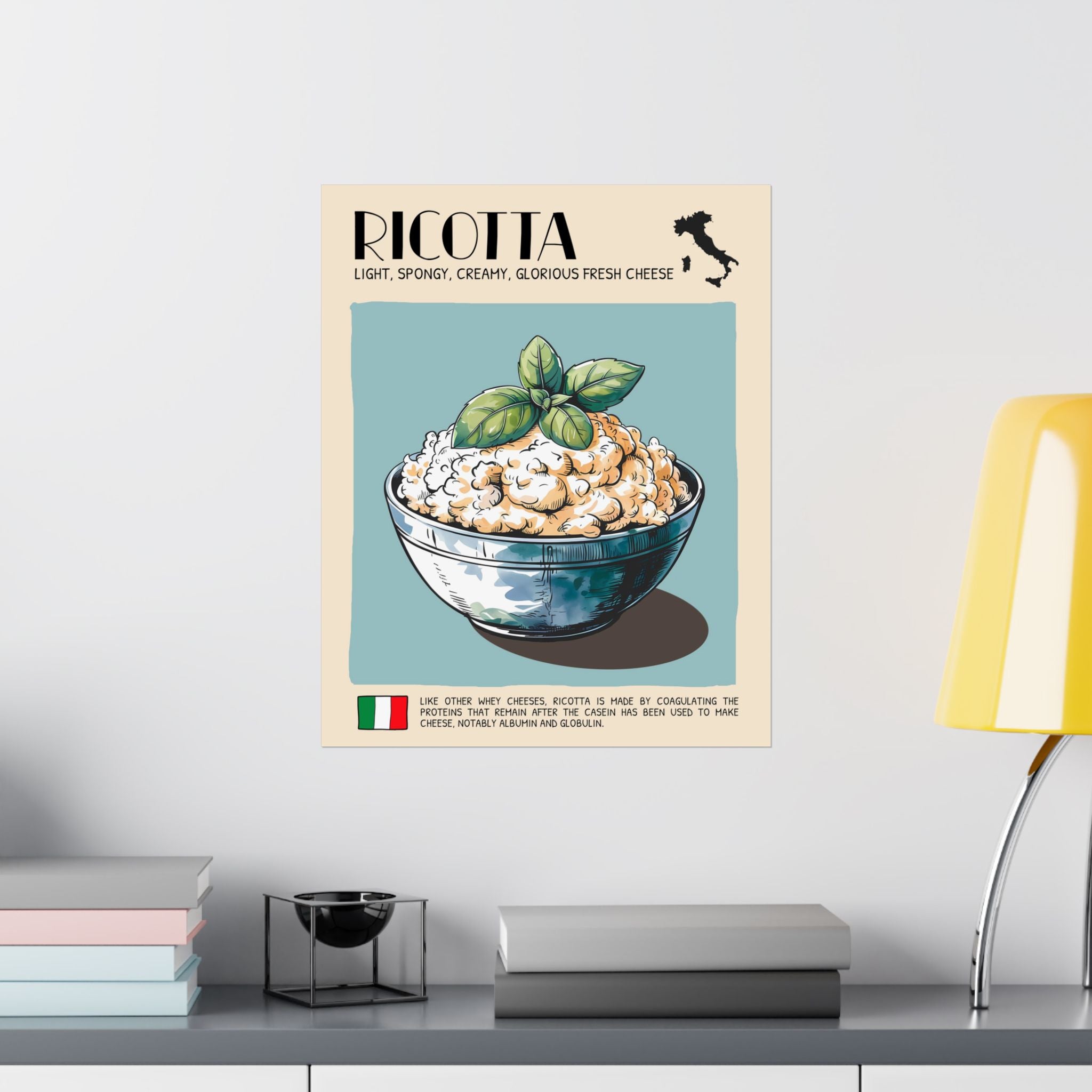 Ricotta Cheese Poster — Kitchen Art Vertical Matte Print
