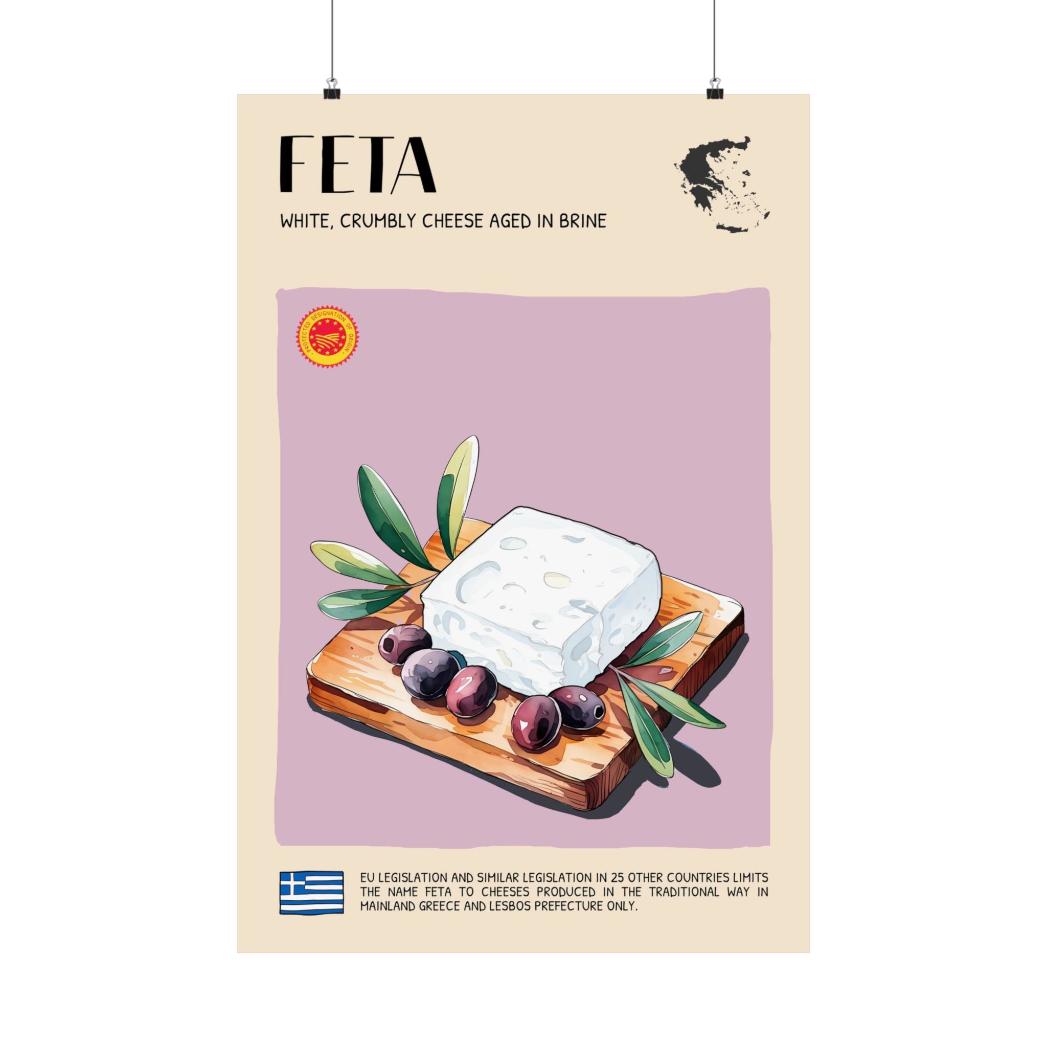 Feta Cheese Poster — Kitchen Art Vertical Matte Print