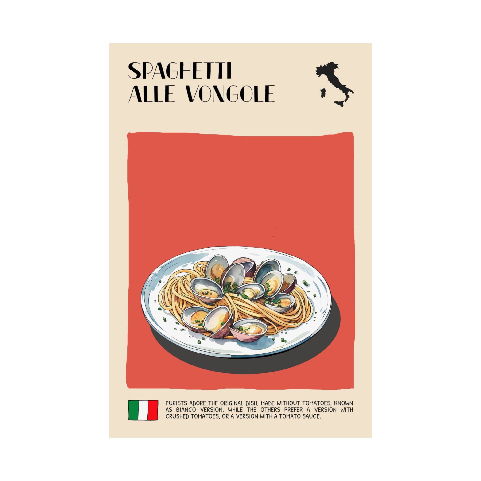 Spaghetti Alle Vongole Poster —  Kitchen Art Vertical Matte Print