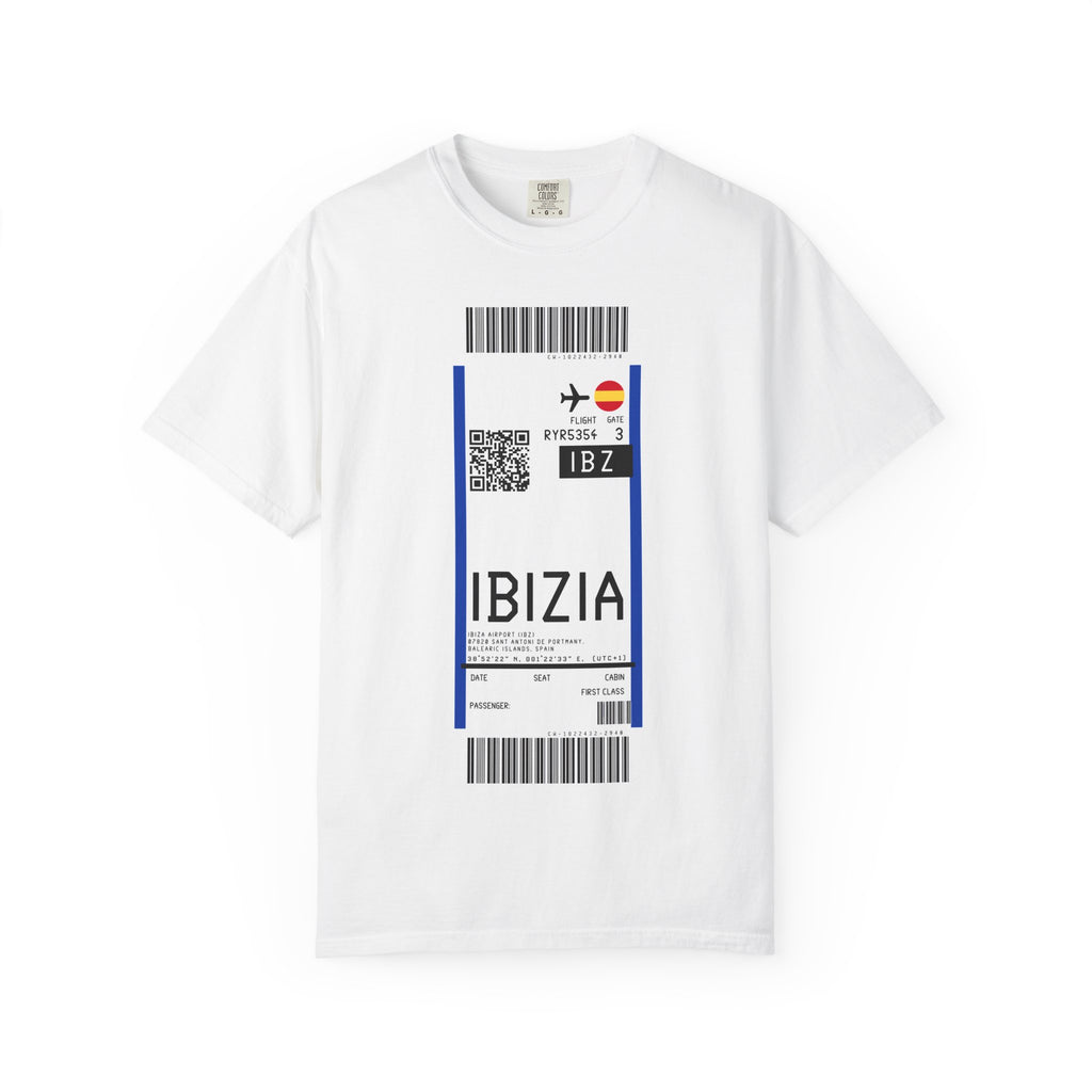Copy of PARIS CHARLES DE GAULLE AIRPORT (CDG) Boarding - Pass White T‑Shirt - First Class Airport Ticket Travel