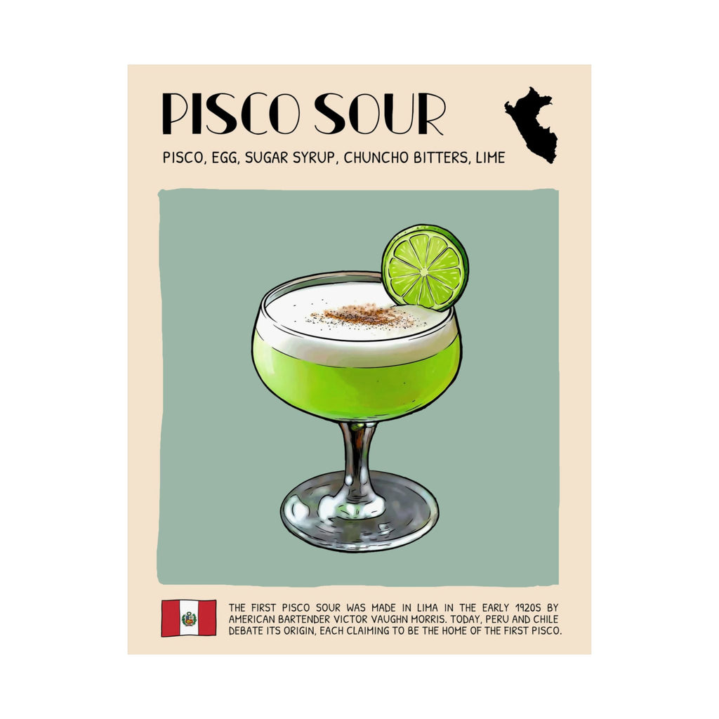 Pisco Sour Poster — Peruvian Cocktail Art Print