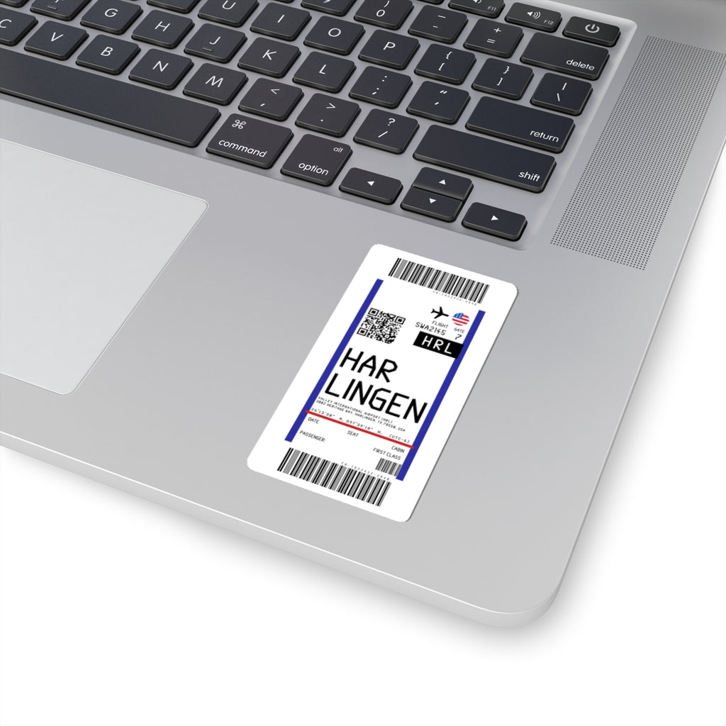 Valley International Airport (HRL) Boarding Pass Sticker — Travel Luggage Decal