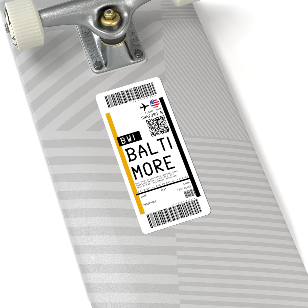 Baltimore/Washington International Thurgood Marshall Airport (BWI) Boarding Pass Sticker — Travel Luggage Decal