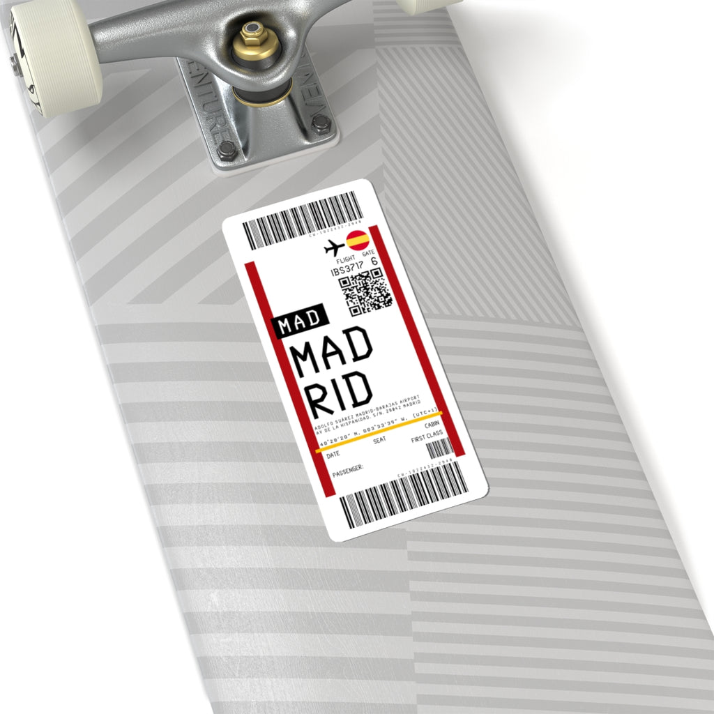 Adolfo Suárez Madrid–Barajas Airport (MAD) Boarding Pass Sticker — Travel Luggage Decal