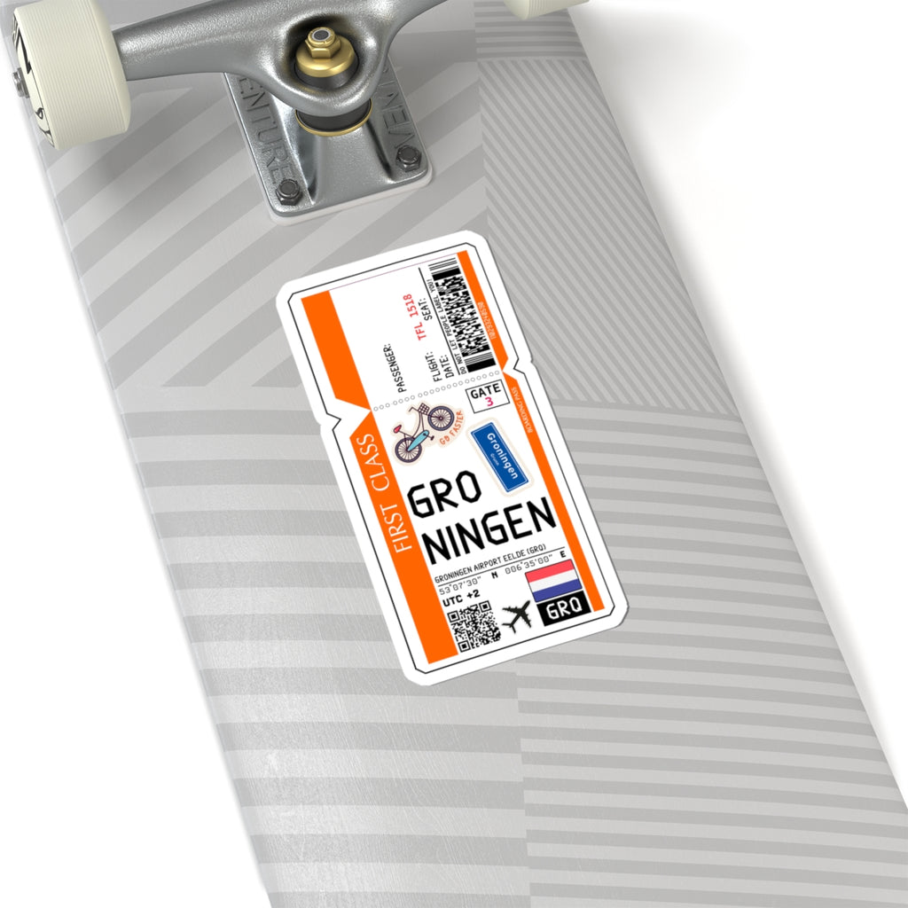 Groningen Airport Eelde (GRQ) Boarding Pass Sticker — Travel Luggage Decal