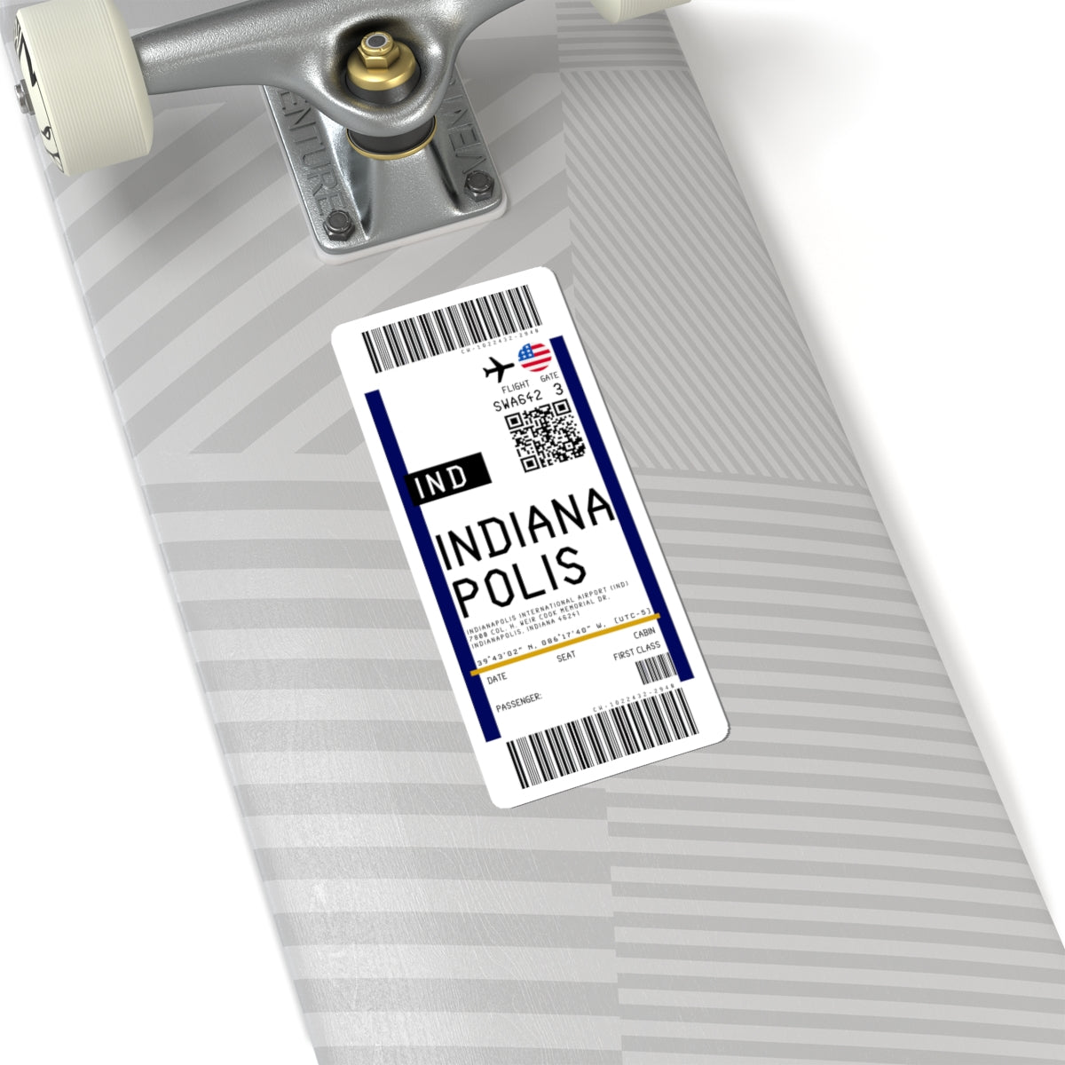 Indianapolis International Airport (IND) Boarding Pass Sticker — Travel Luggage Decal