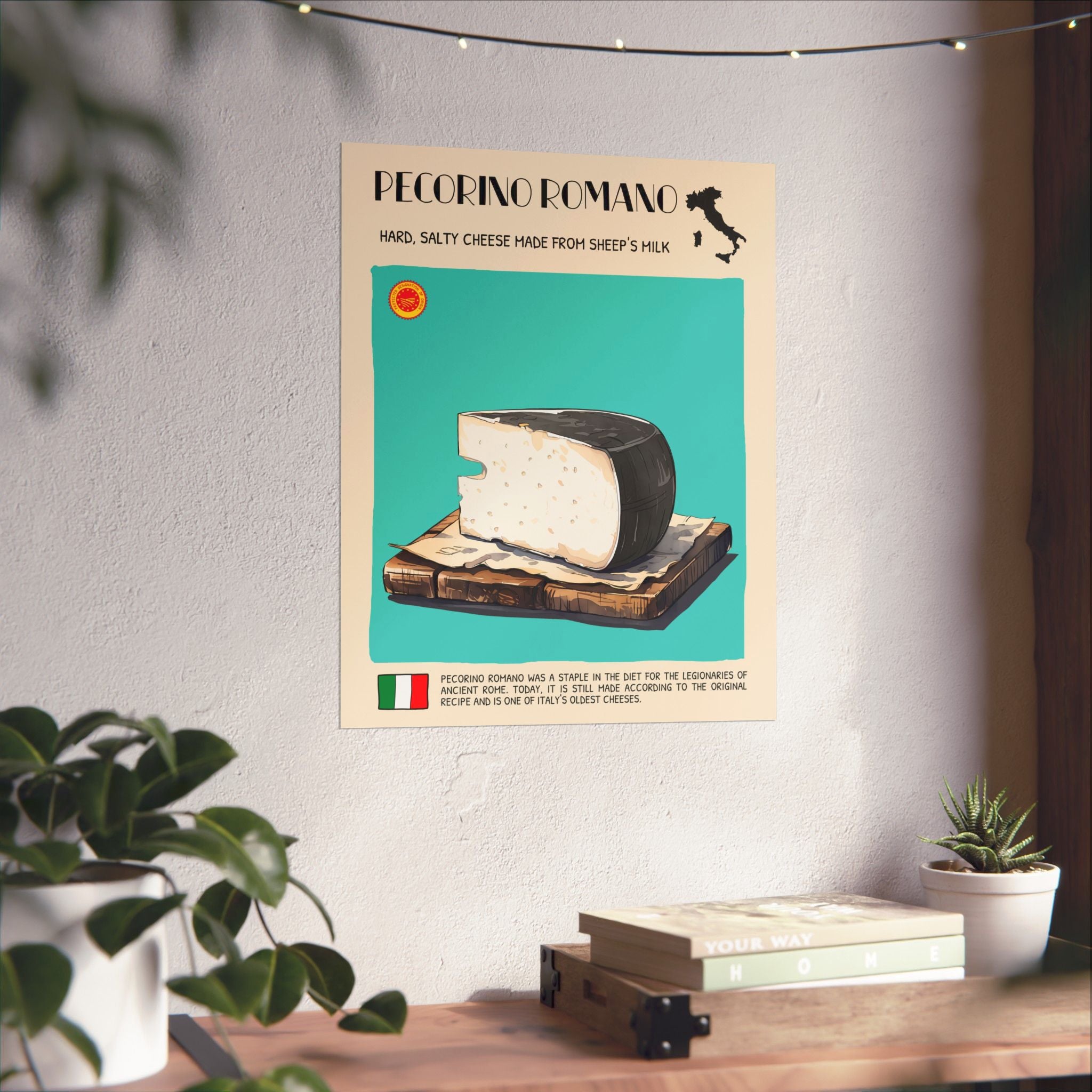 Pecorino Romano Cheese Poster — Kitchen Art Vertical Matte Print