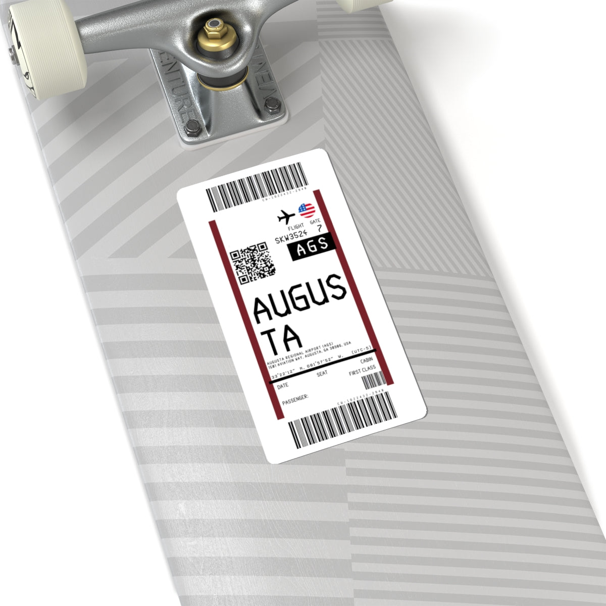 Augusta Regional Airport (AGS) Boarding Pass Sticker — Travel Luggage Decal