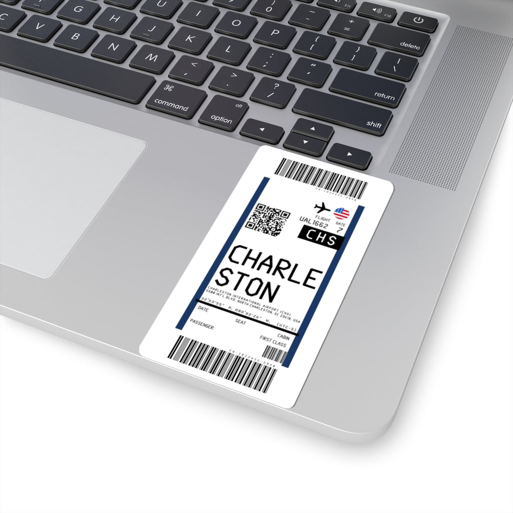 Charleston International Airport (CHS) Boarding Pass Sticker — Travel Luggage Decal