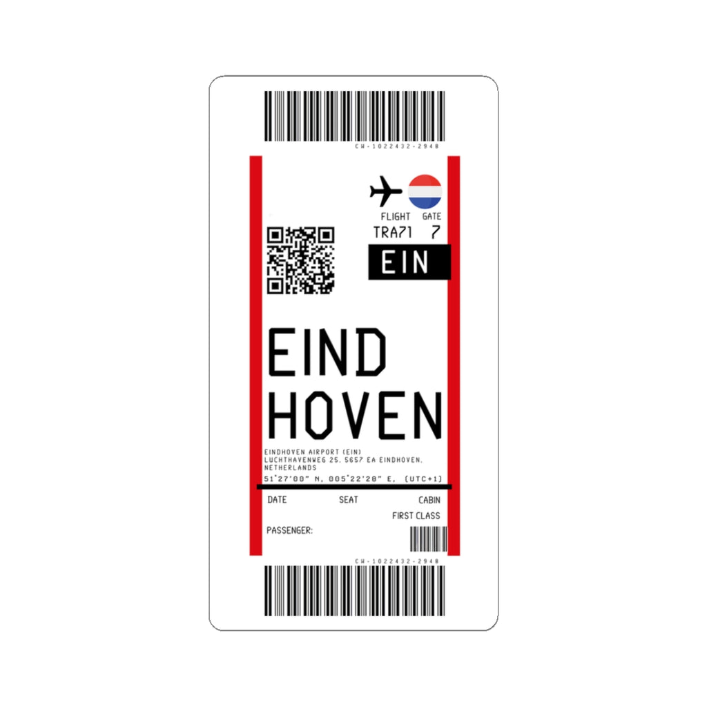 Eindhoven Airport (EIN) Boarding Pass Sticker — Travel Luggage Decal