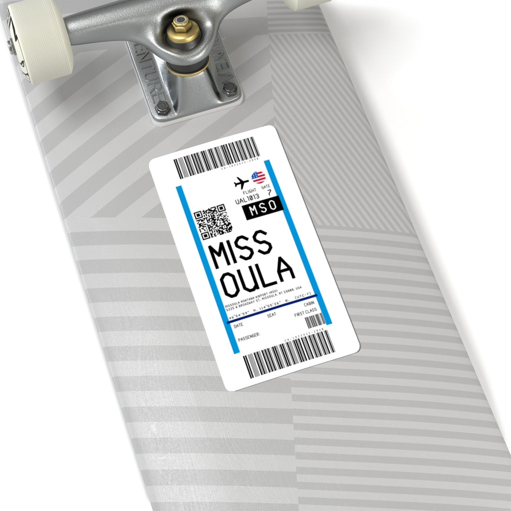 Missoula Montana Airport (MSO) Boarding Pass Sticker — Travel Luggage Decal