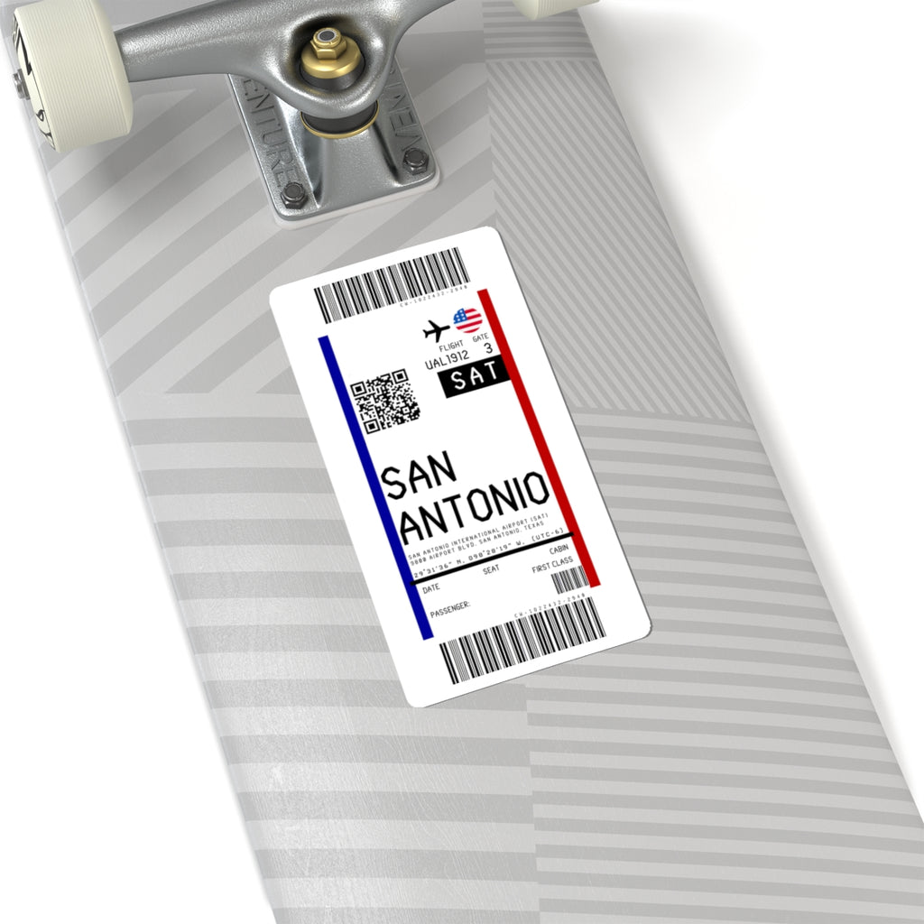 San Antonio International Airport (SAT) Boarding Pass Sticker — Travel Luggage Decal