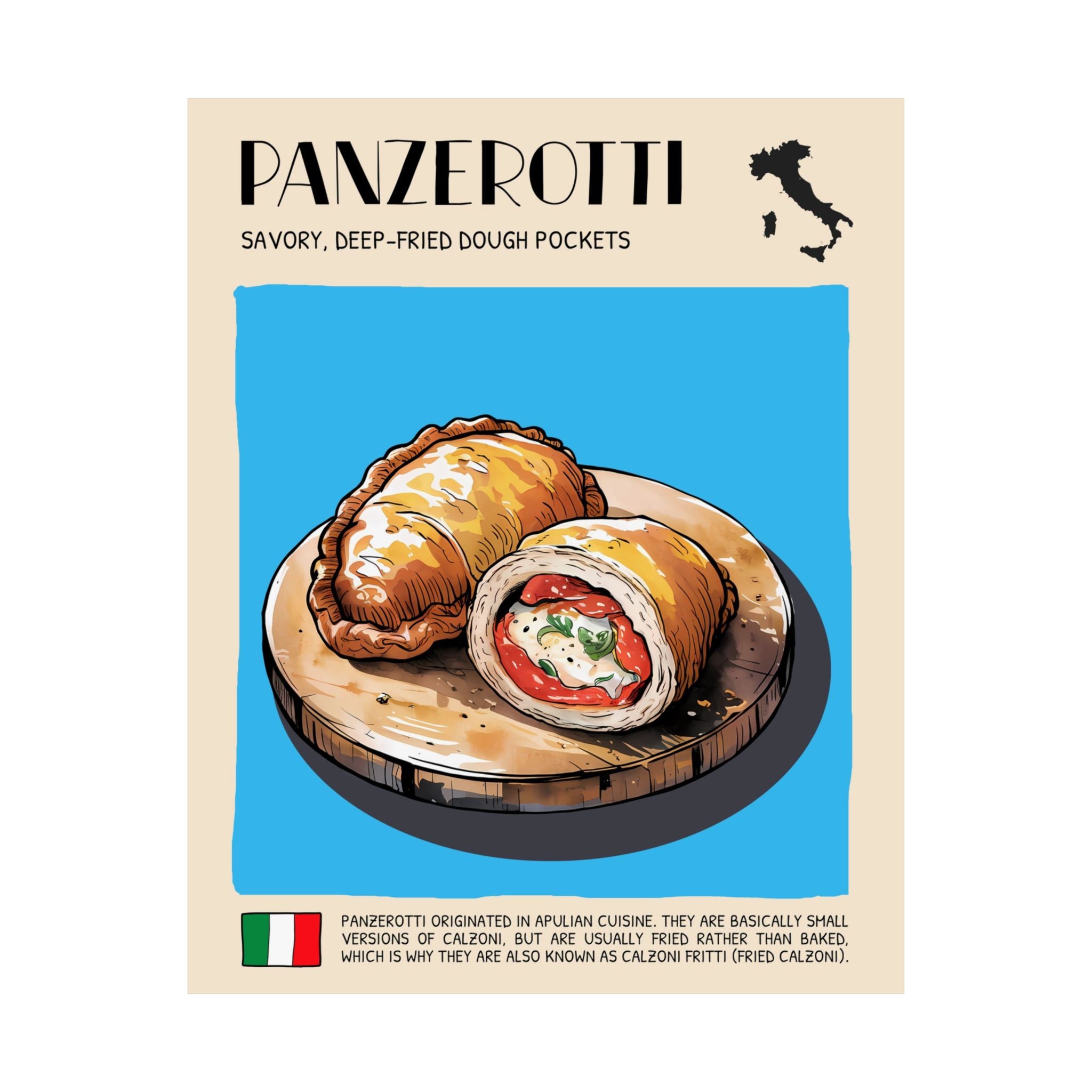 Panzerotti Poster —  Kitchen Art Vertical Matte Print