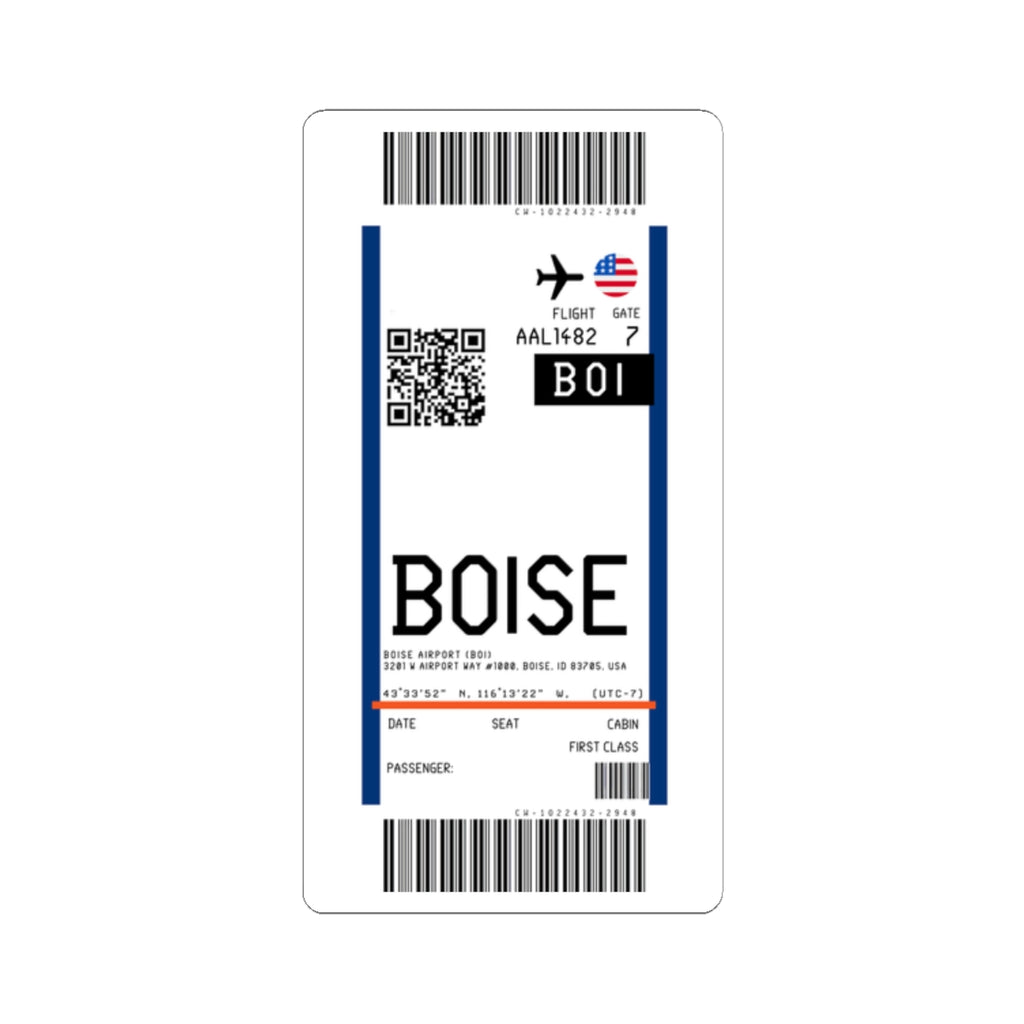 Boise Airport (BOI) Boarding Pass Sticker — Travel Luggage Decal