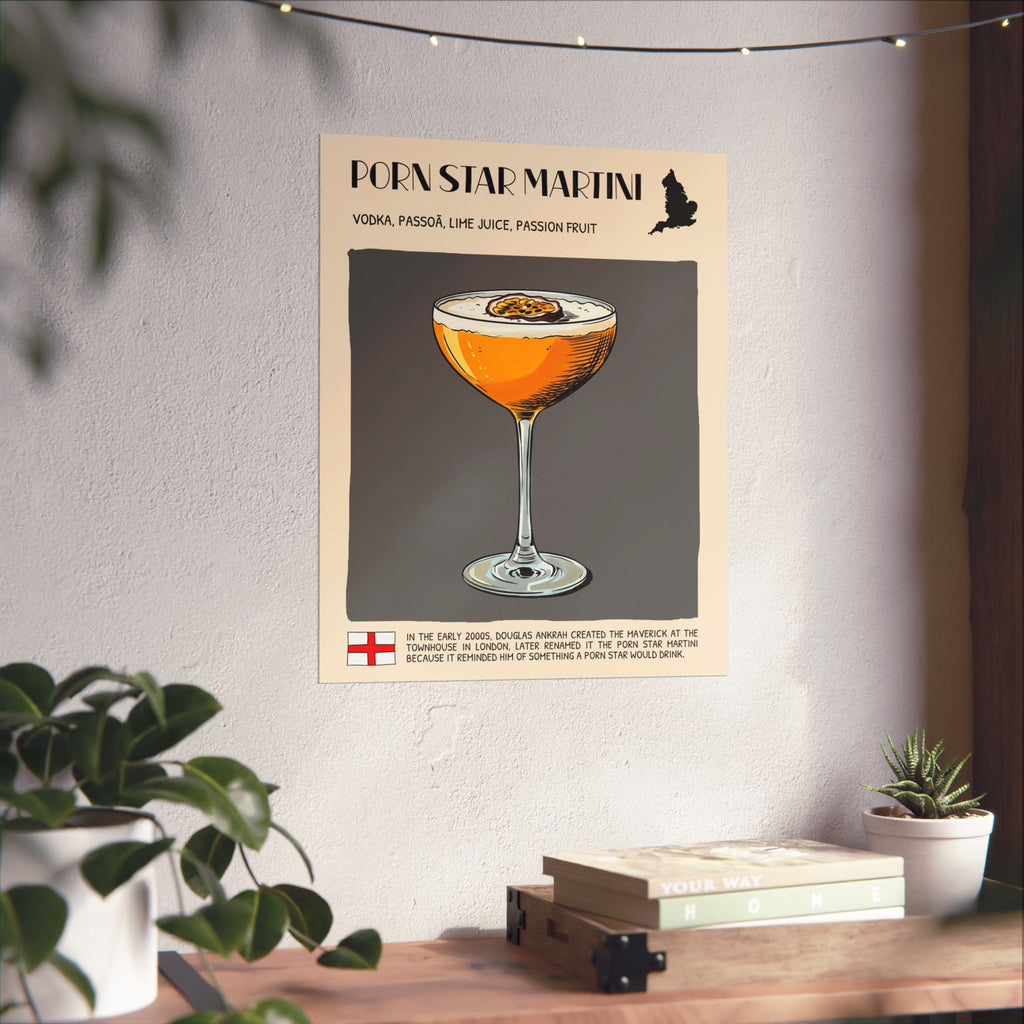 Pornstar Martini Poster — Cocktail Recipe Matte Vertical Art Print
