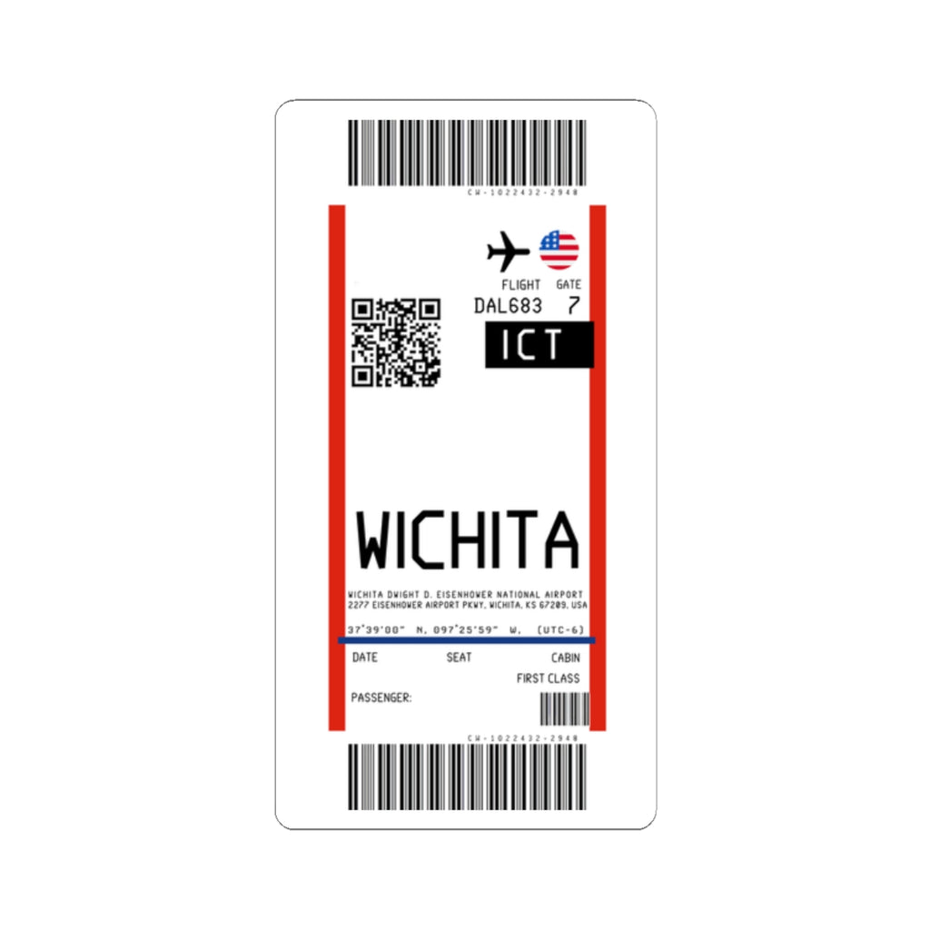 Wichita Dwight D. Eisenhower National Airport (ICT) Boarding Pass Sticker — Travel Luggage Decal