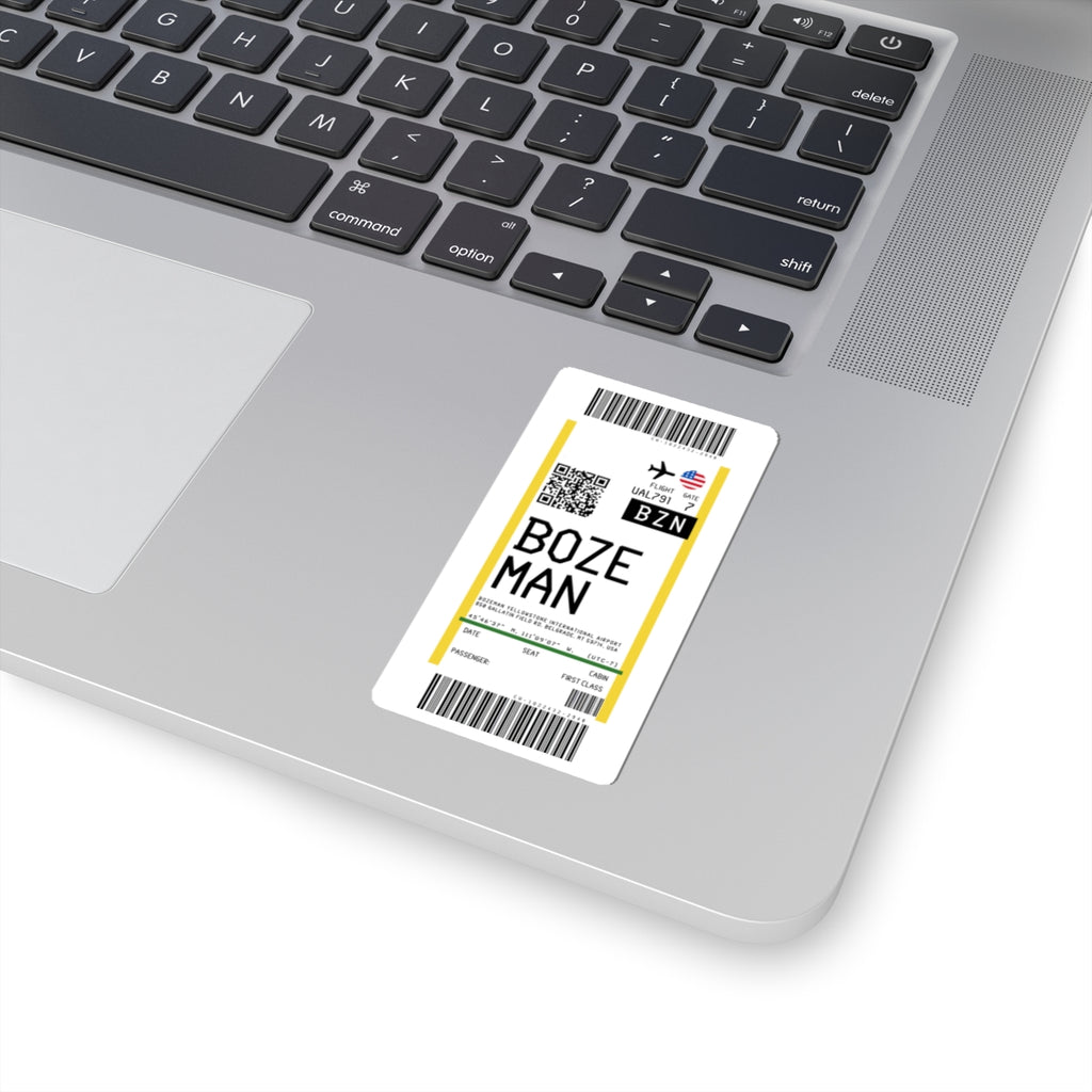 Bozeman Yellowstone International Airport (BZN) Boarding Pass Sticker — Travel Luggage Decal